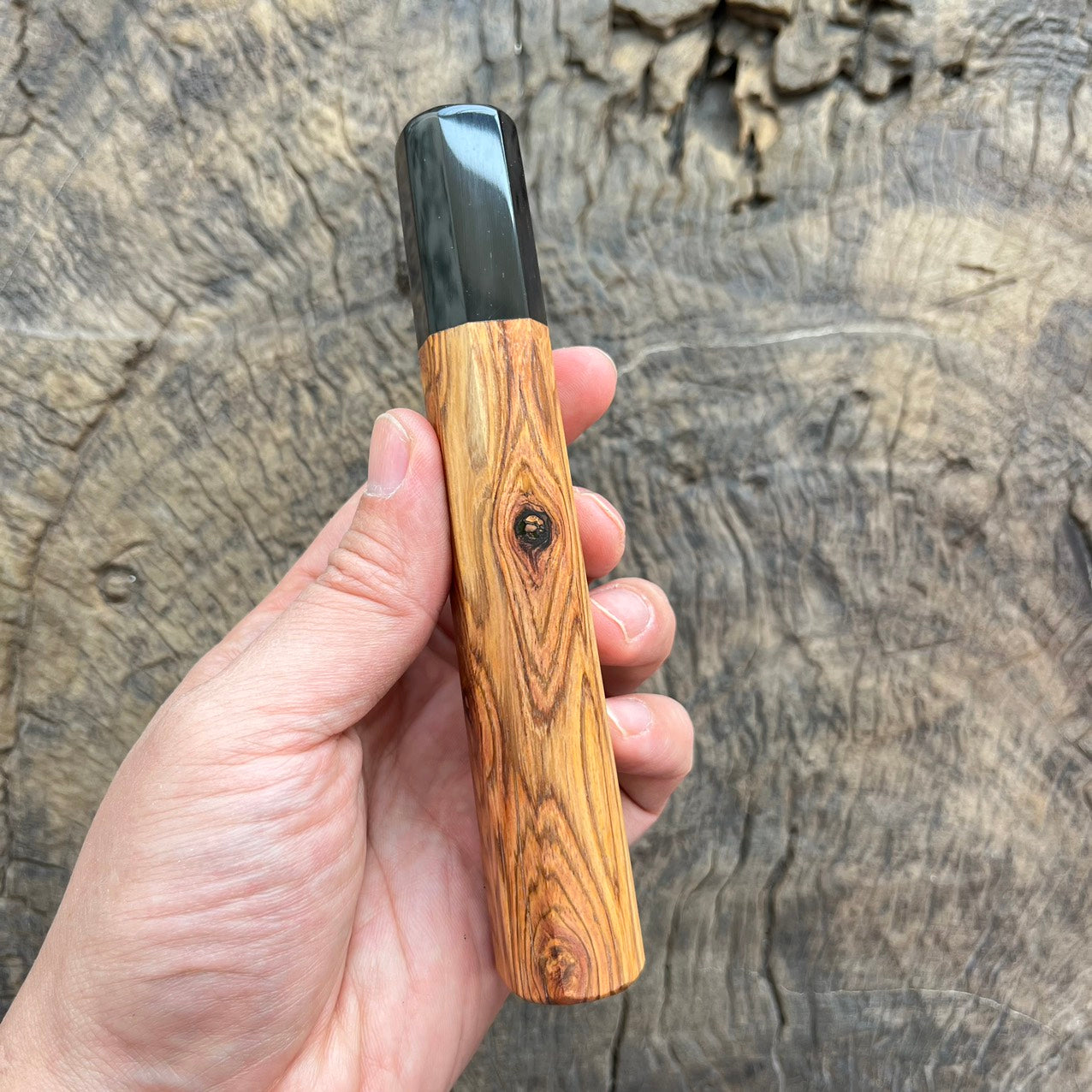I - Two tone huanghuali wood Wa handle with Black horn- 145mm
