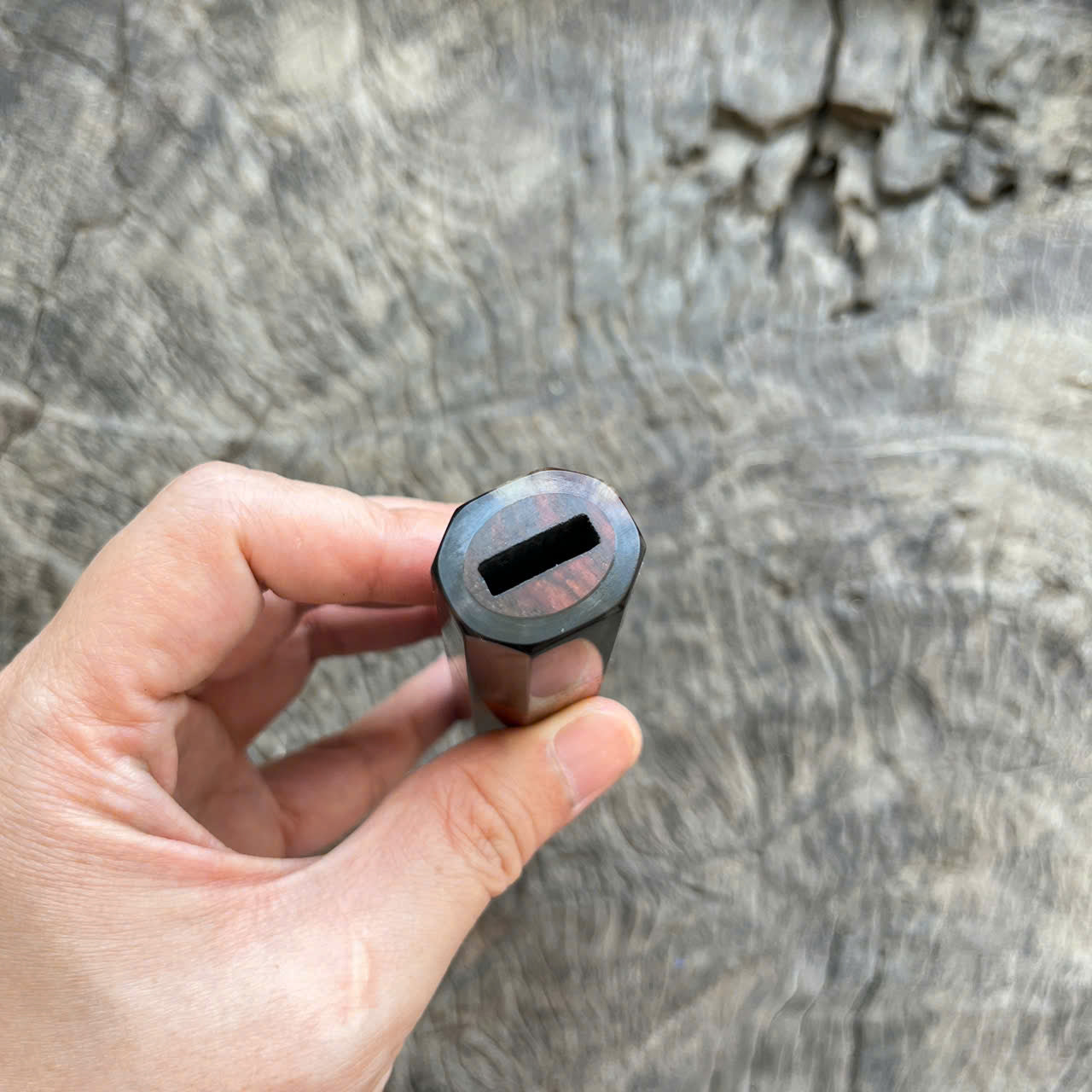I -8 Super Curly Siam Rosewood Wa handle, Marble horn ferrule - 145 mm