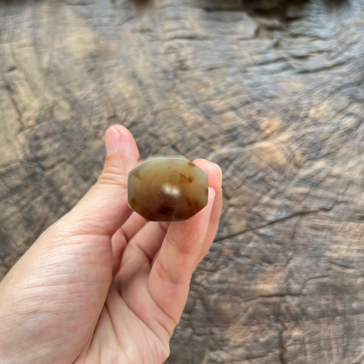 I- 5 Maca Ebony Wa handle with marble horn ferrule and end cap- 140mm