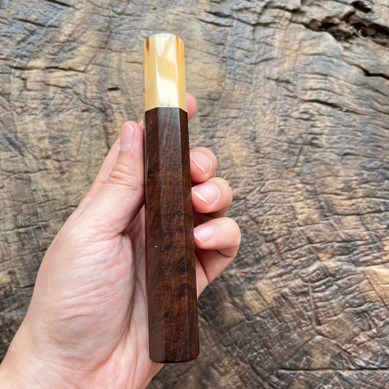 I- 11 Siamese Rosewood Wa handle with marble horn ferrule, 145mm