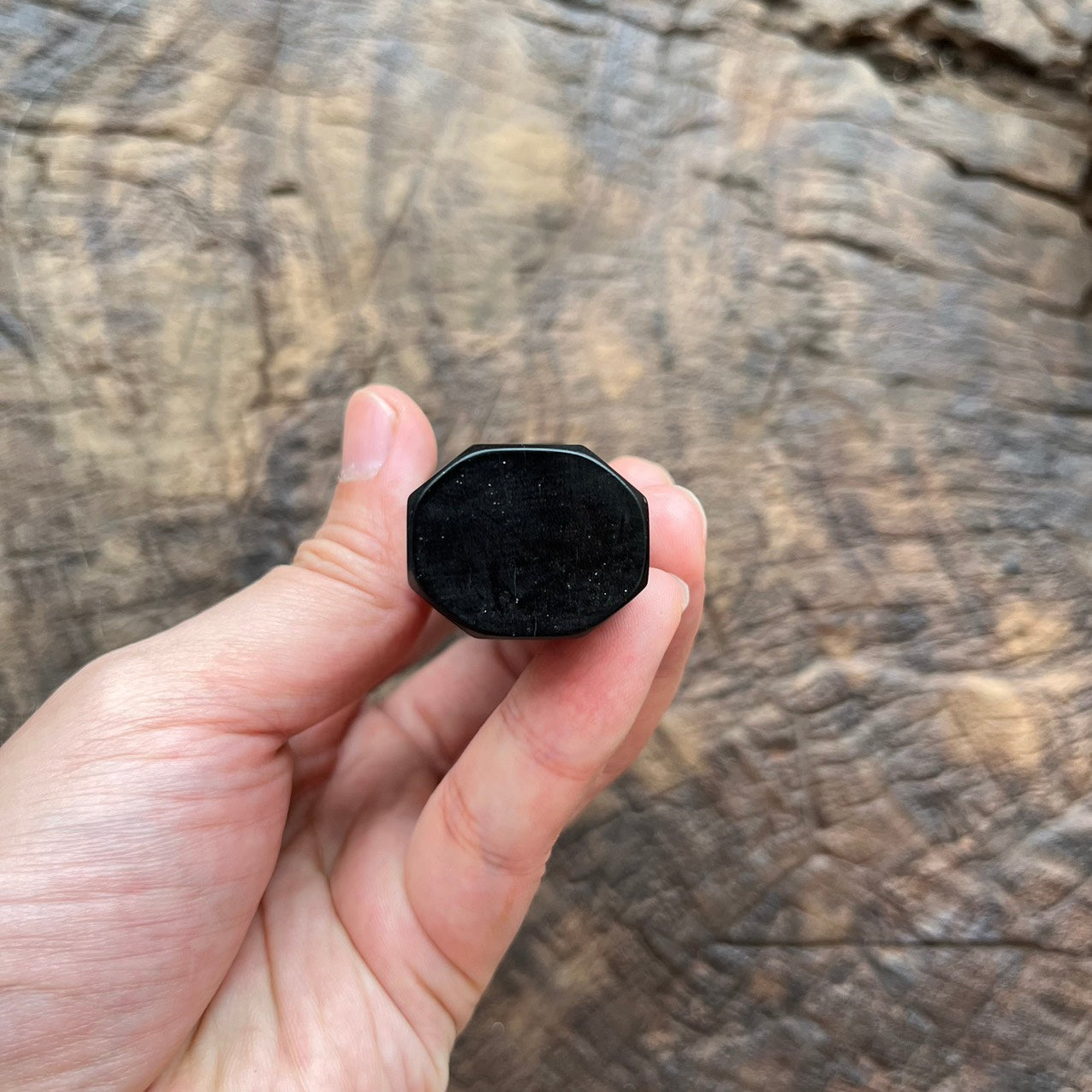 I- Super grained Ebony Wa handle with marble horn ferrule, 145mm