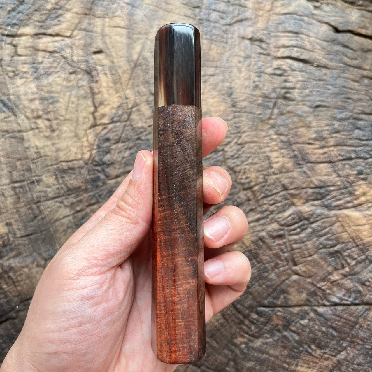 I- Rare Curly Red Rosewood with marble horn ferrule 145mm