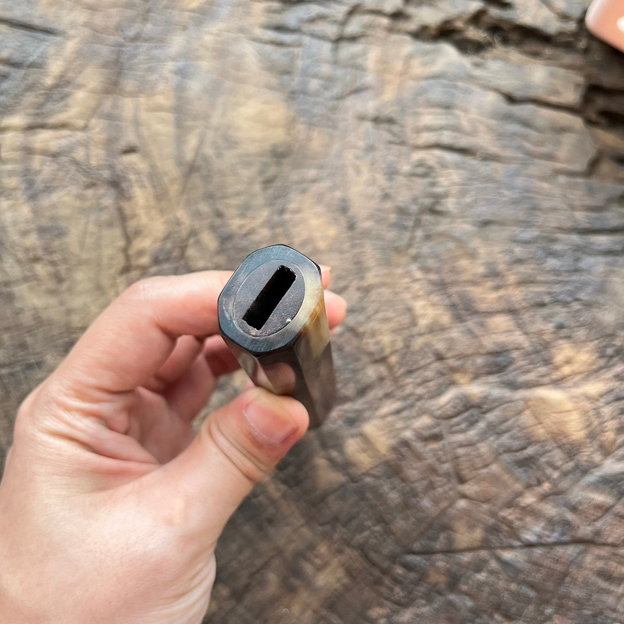 I- Rare Curly Red Rosewood with marble horn ferrule 145mm