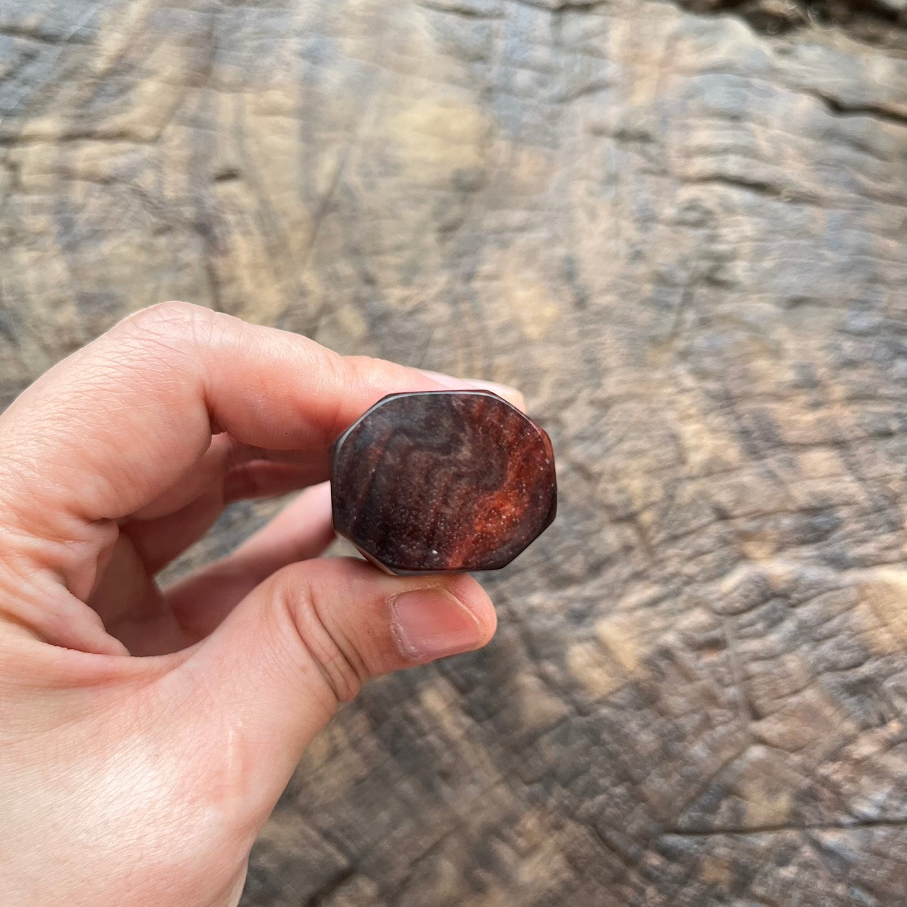 I- Rare Curly Red Rosewood with marble horn ferrule 145mm
