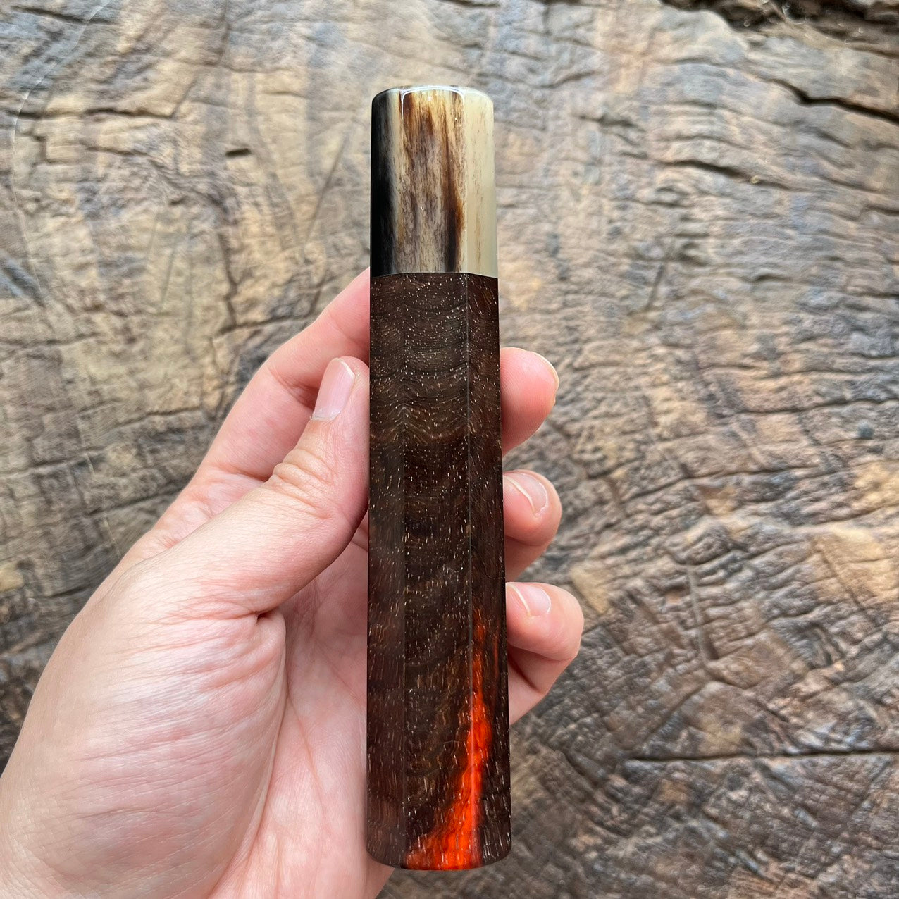 I- 2 Rare Curly Red Rosewood with marble horn ferrule 145mm