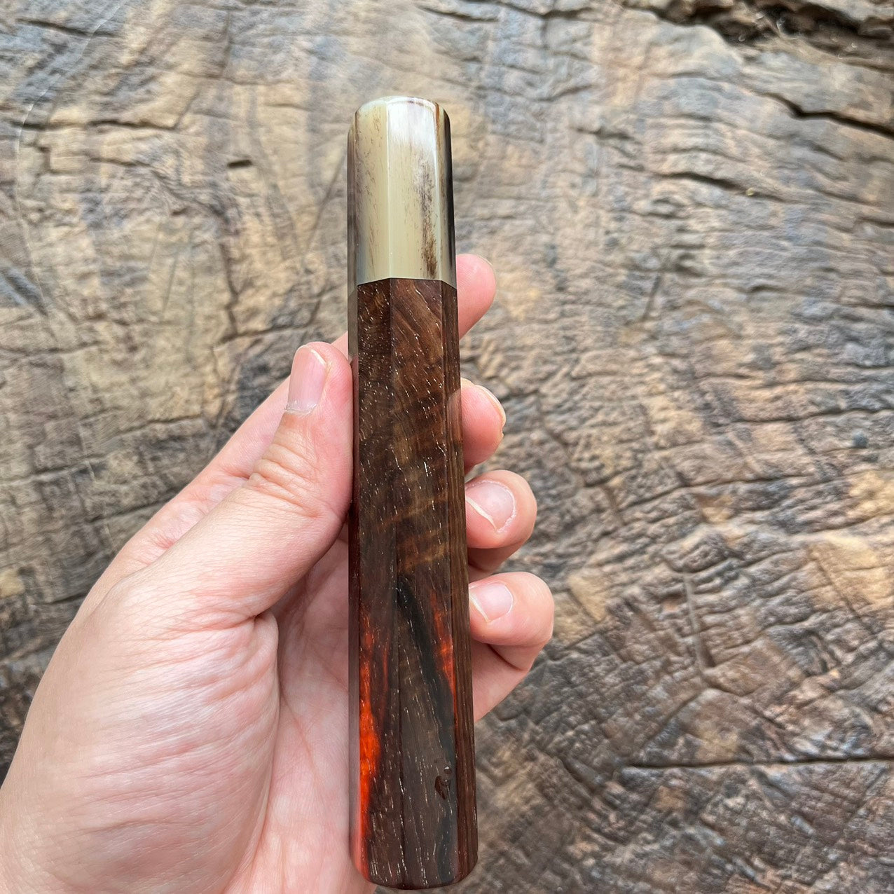 I- 2 Rare Curly Red Rosewood with marble horn ferrule 145mm