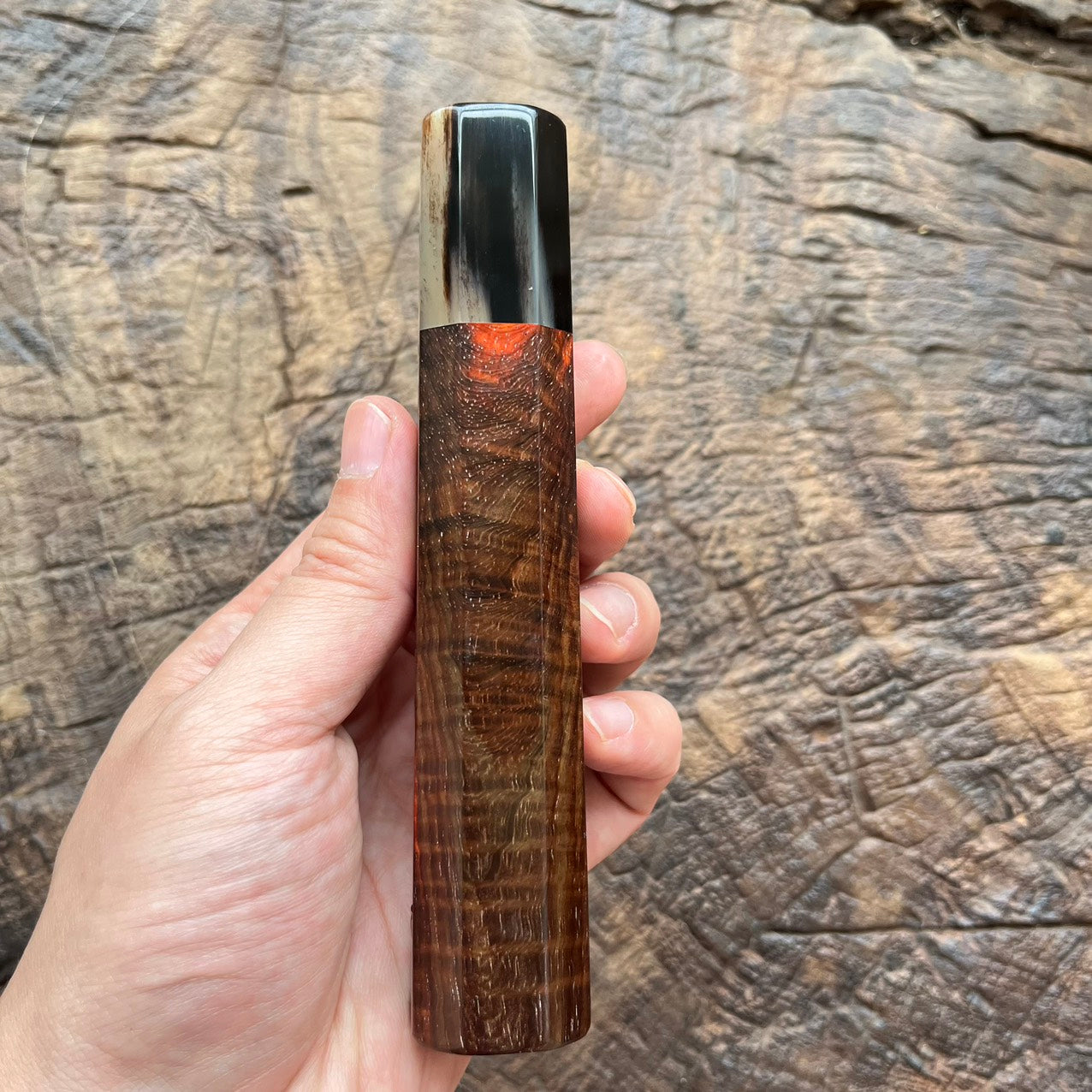 I- 2 Rare Curly Red Rosewood with marble horn ferrule 145mm