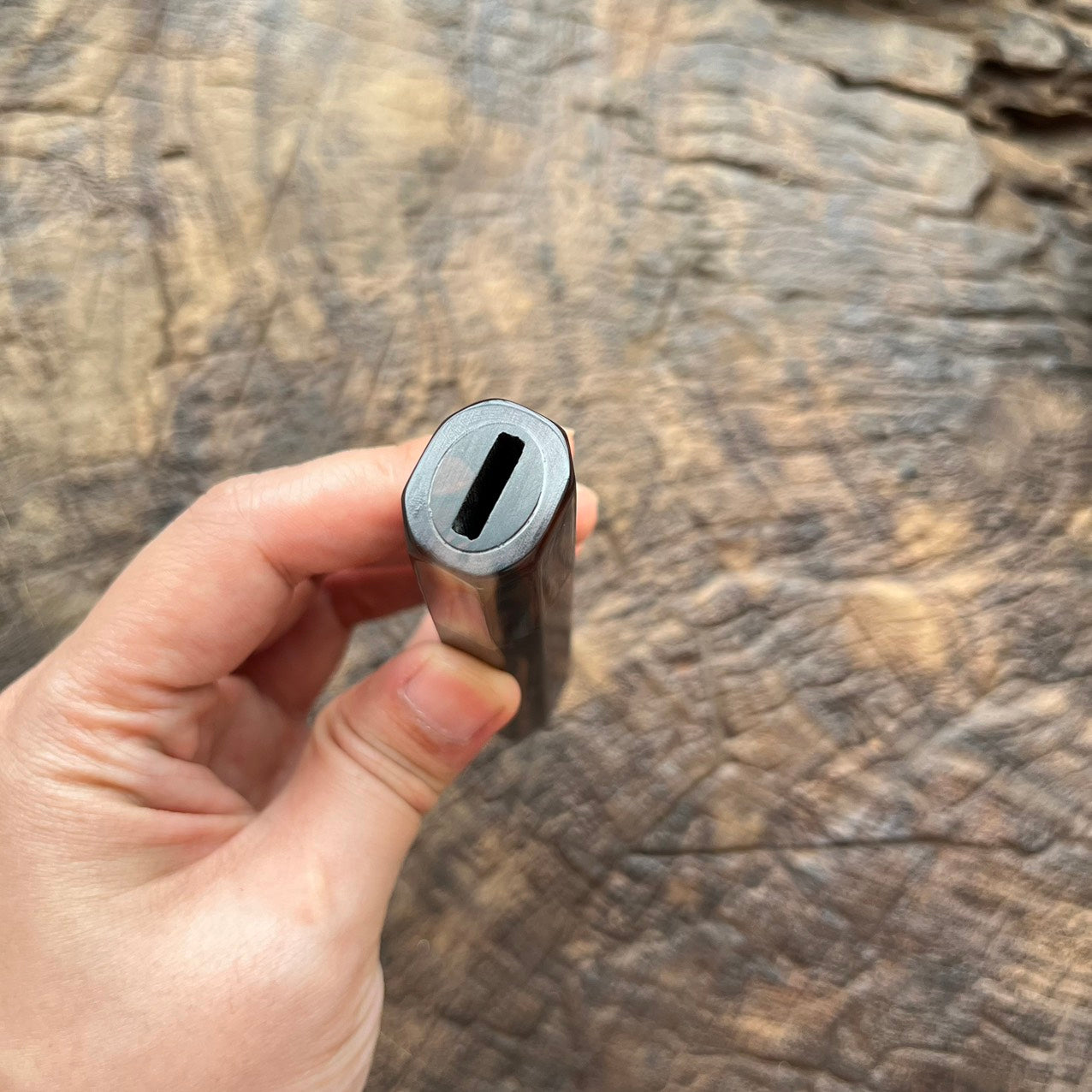 I- Madagascar ebony Wa handle with marble horn ferrule - 135mm
