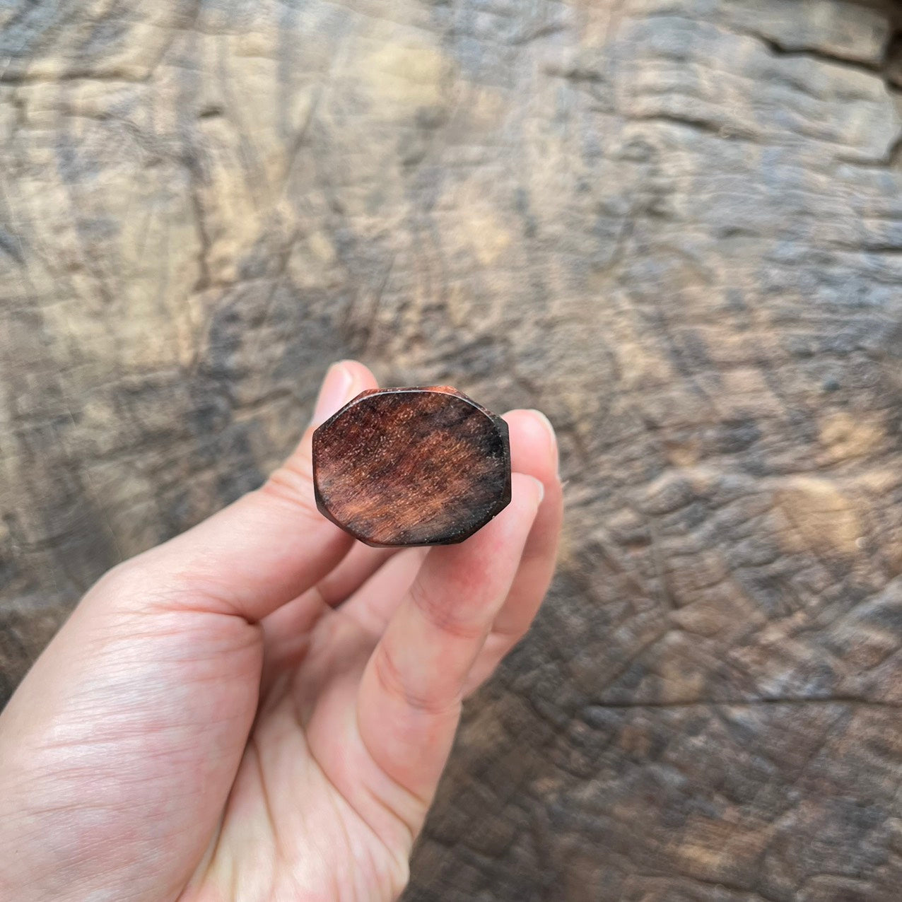 I- 5 Curly Burl Rosewood Wa handle with marble horn - 140mm