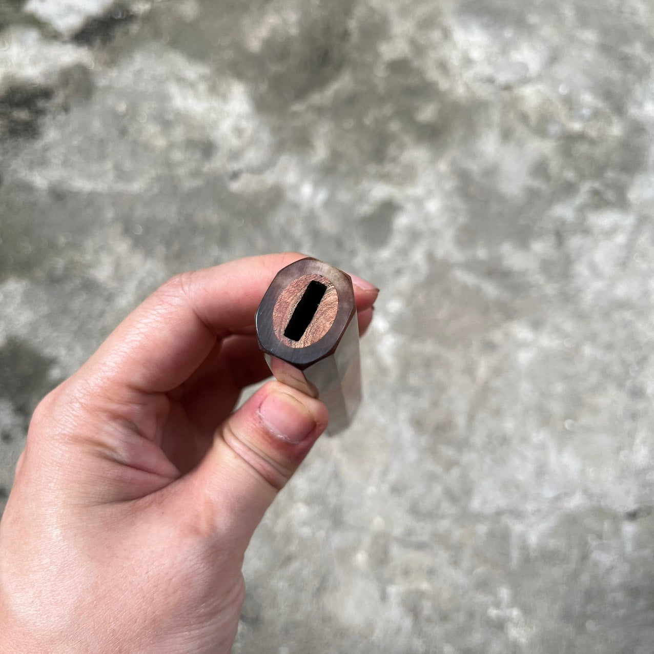 I- Rosewood Wa handle with marble horn ferrule and end cap