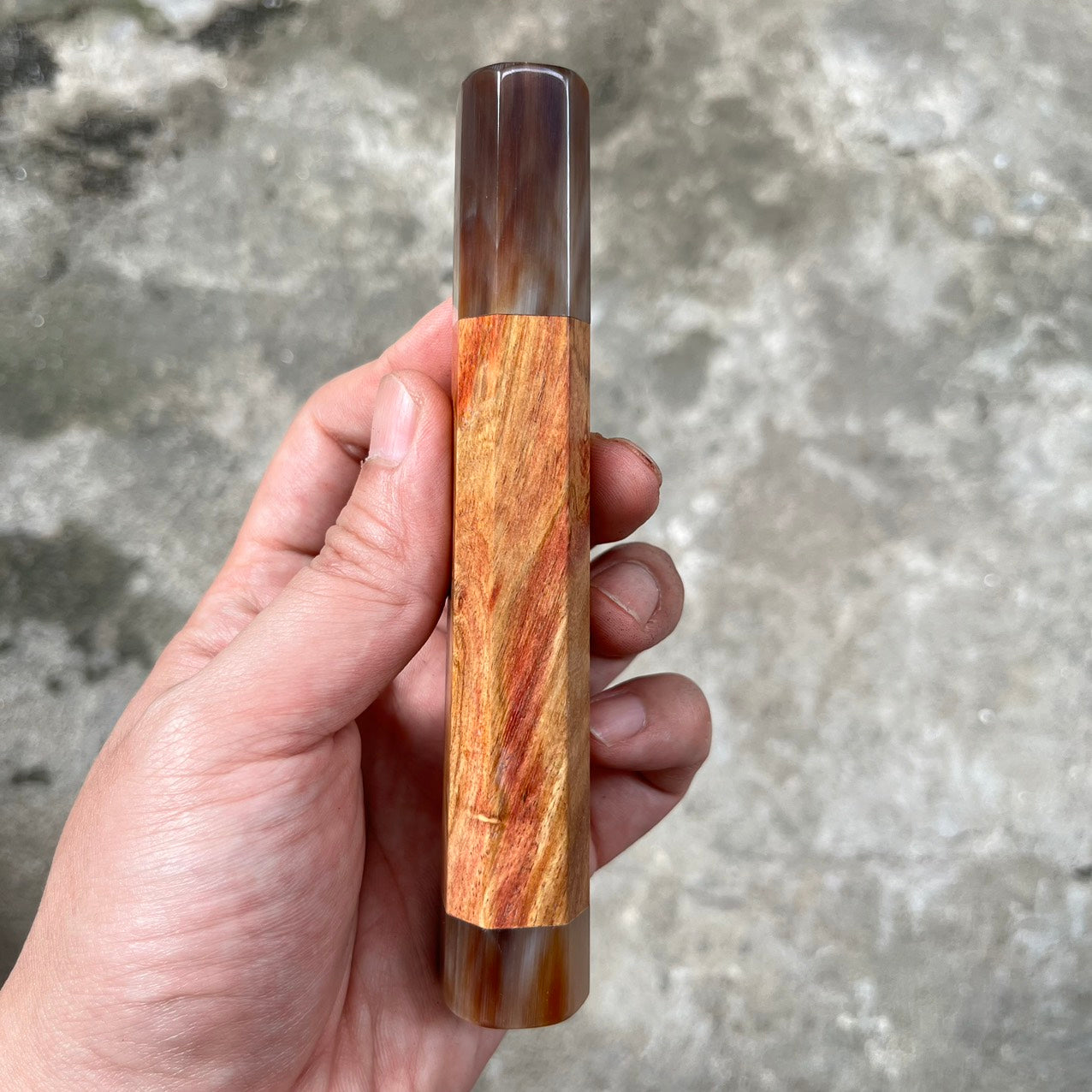 I- Rosewood Wa handle with marble horn ferrule and end cap