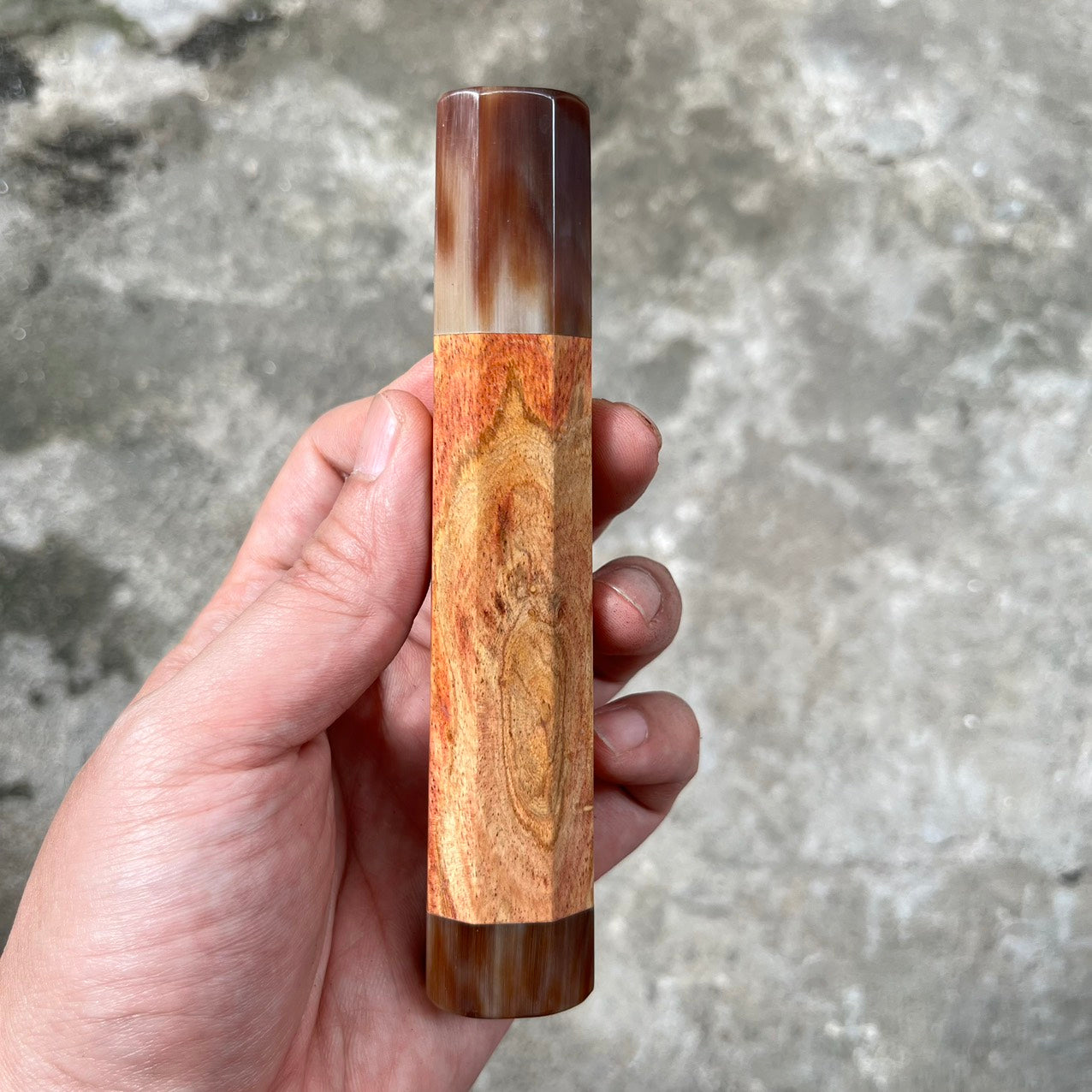 I- Rosewood Wa handle with marble horn ferrule and end cap