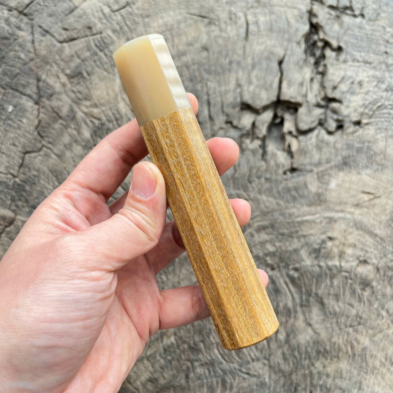 I - Lignum vitae wood wa handle, the heaviest wood, white horn ferrule- 145mm