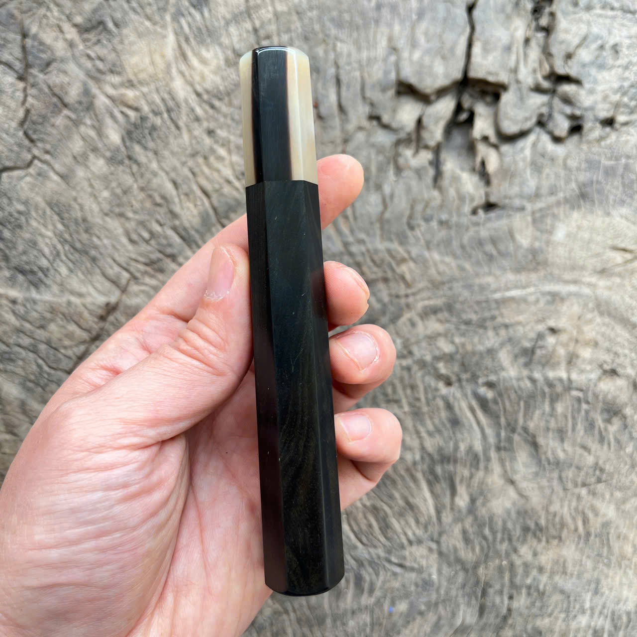 Ebony Wa Handle with Buffalo Horn Ferrule - Endcap
