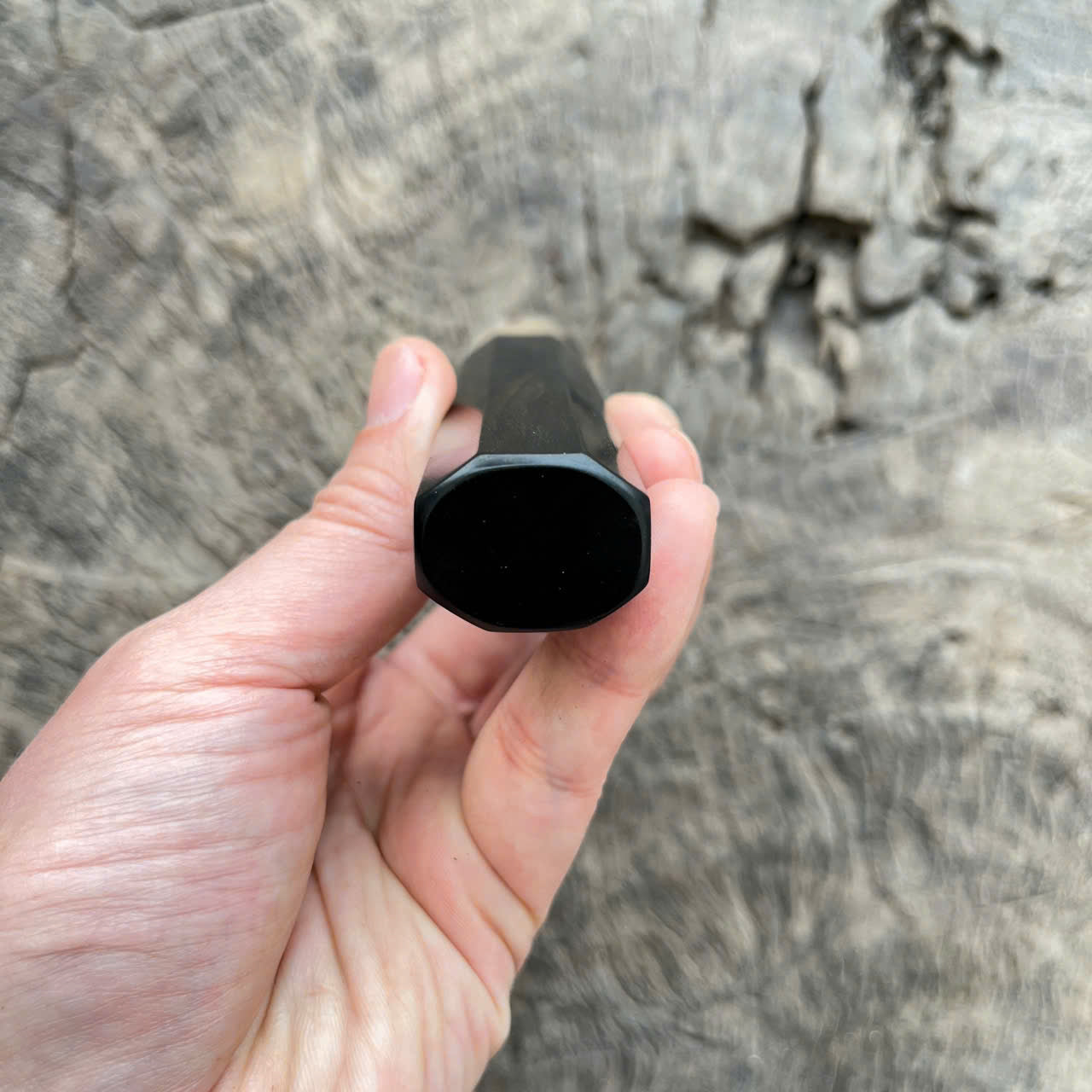 Ebony Wa Handle with Buffalo Horn Ferrule - Endcap