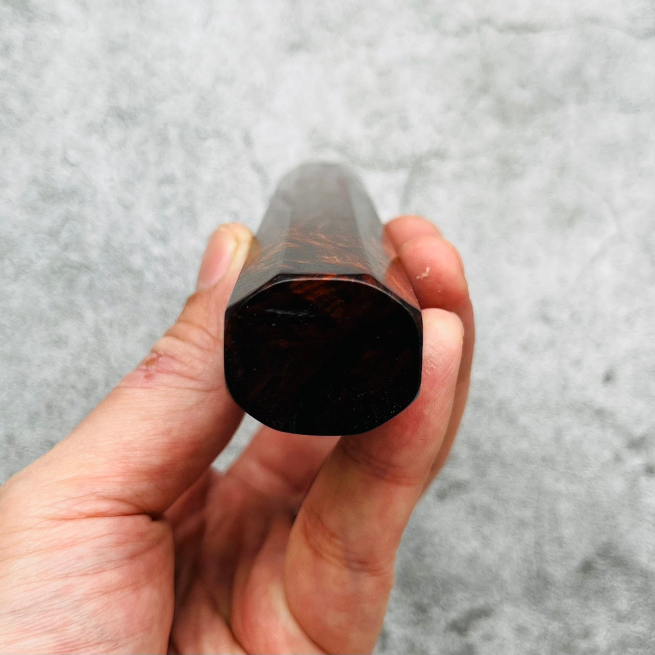 I-4-Curly Siamese Rosewood Wa handle with marble horn ferrule 140mm