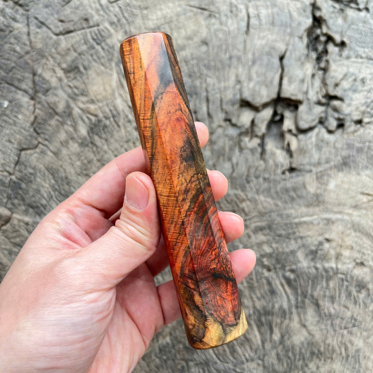 I -Rare Curly Colored Siamese Rosewood Wa handle, Mono- 140mm