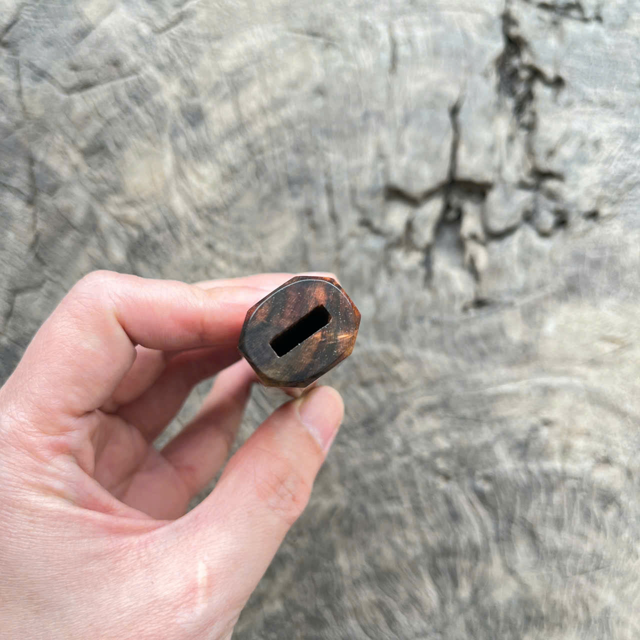 I -Rare Curly Colored Siamese Rosewood Wa handle, Mono- 140mm