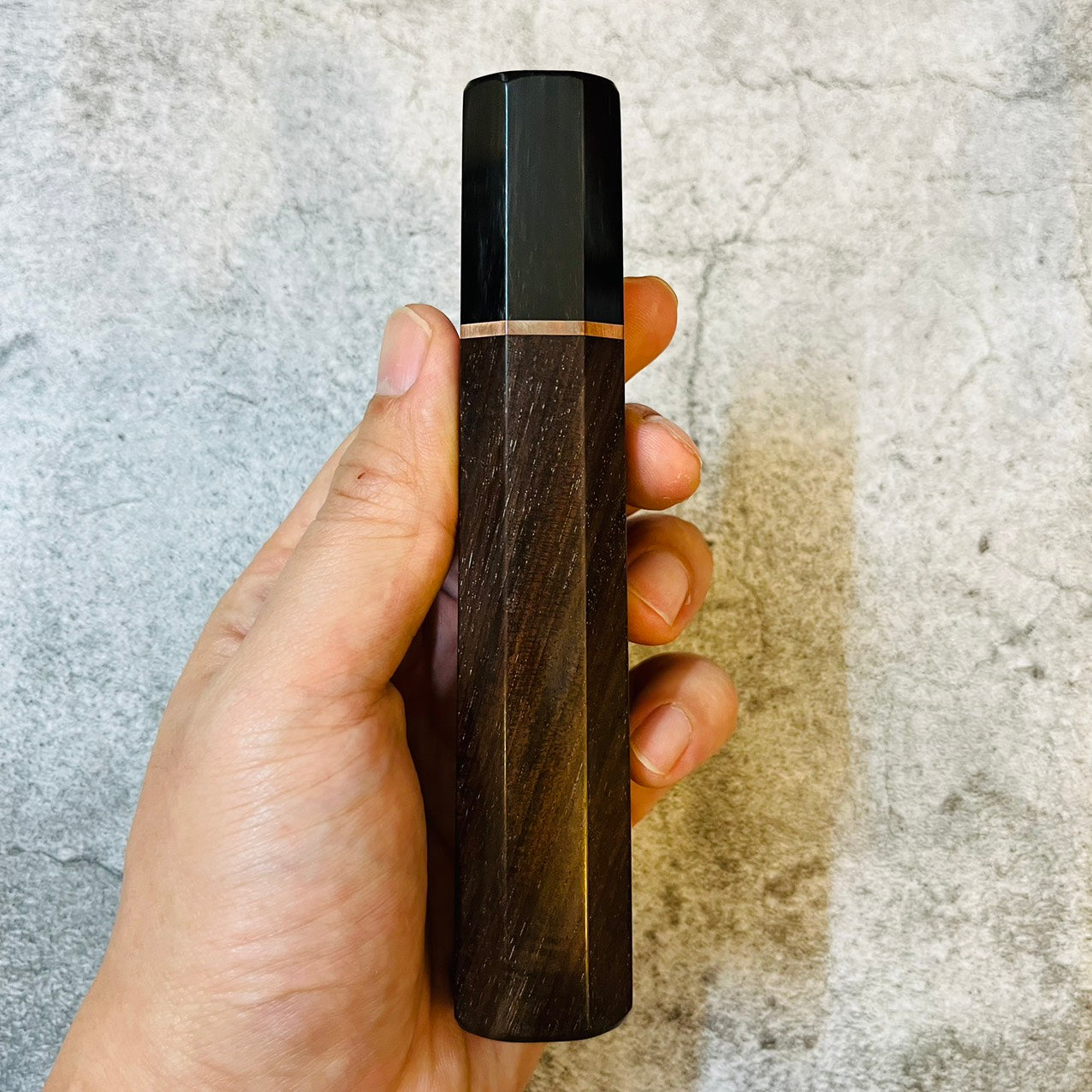 I-Siamese Rosewood Wa handle with black horn ferrule and copper spacer, 135mm