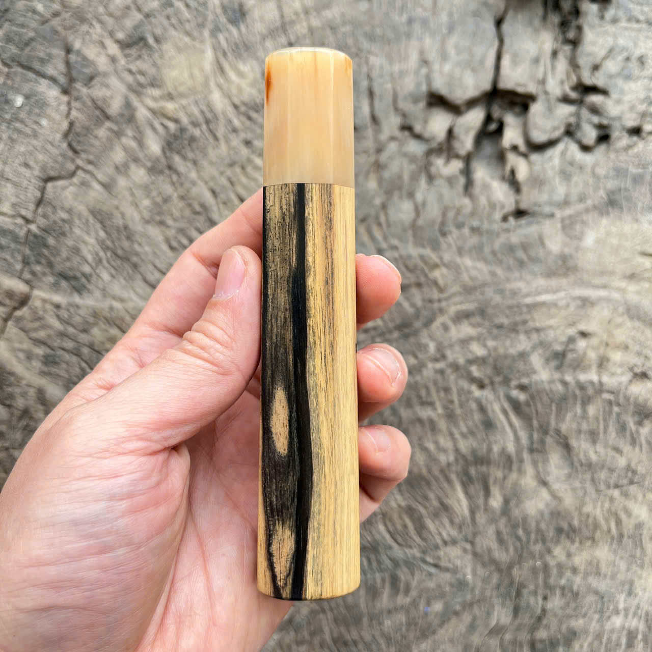 I- White black Ebony Wa handle, marble horn ferrule- 135mm