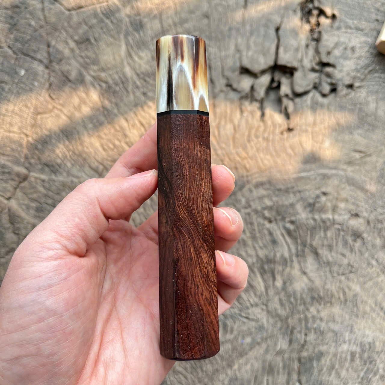 I -2 Dark Rosewood Wa handle, Marble horn ferrule, black spacer- 140mm