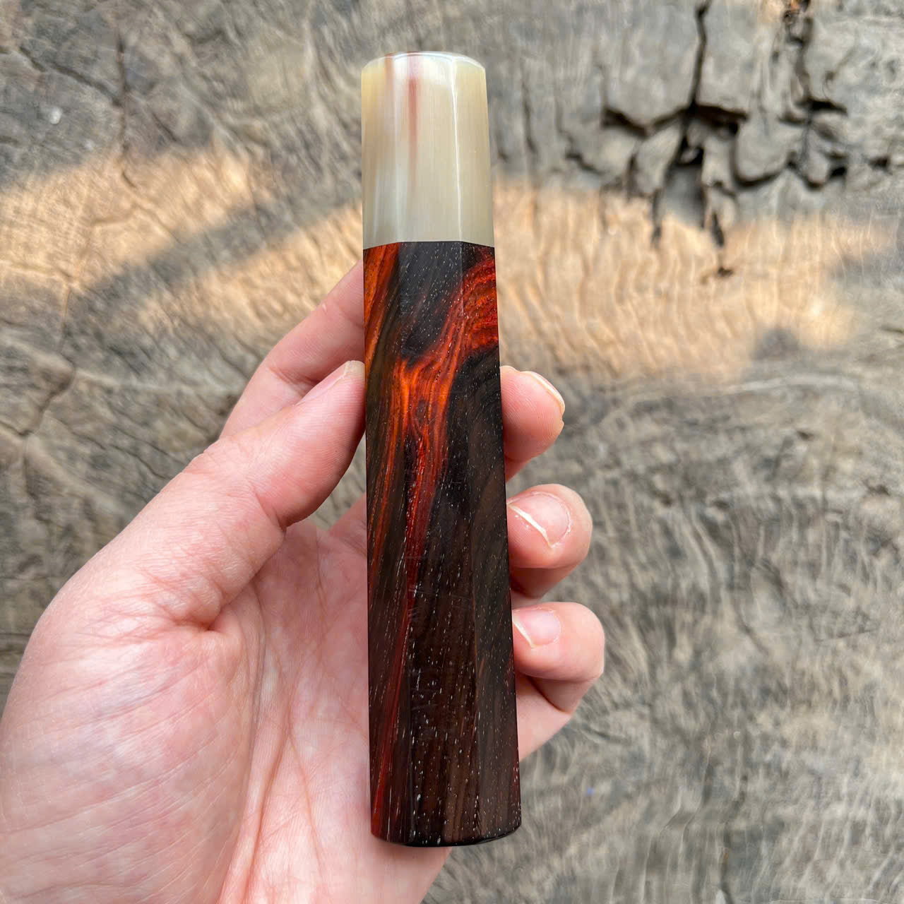 I- 6 Red black Siamese Rosewood Wa handle, marble horn ferrule- 135mm