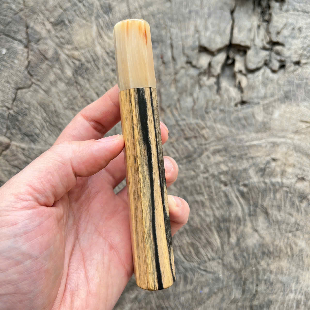 I- White black Ebony Wa handle, marble horn ferrule- 135mm