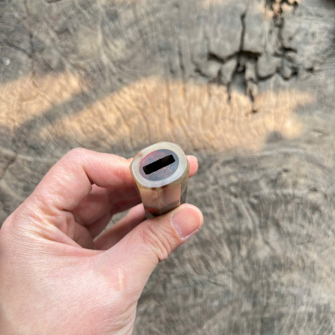 I- 6 Red black Siamese Rosewood Wa handle, marble horn ferrule- 135mm