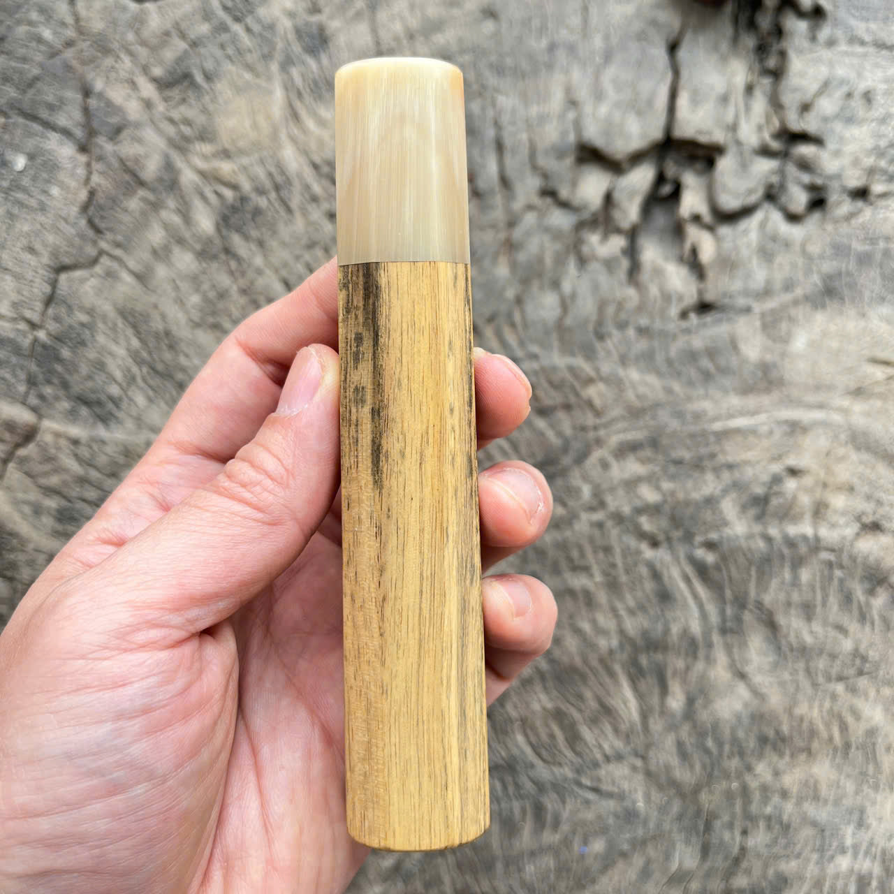 I- White black Ebony Wa handle, marble horn ferrule- 135mm