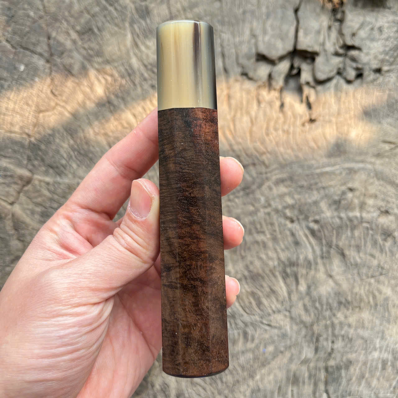I -5 Dark Curly Siamese Rosewood Wa handle, Marble horn ferrule,- 145mm