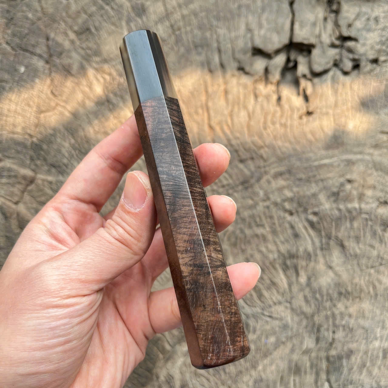 I -5 Dark Curly Siamese Rosewood Wa handle, Marble horn ferrule,- 145mm