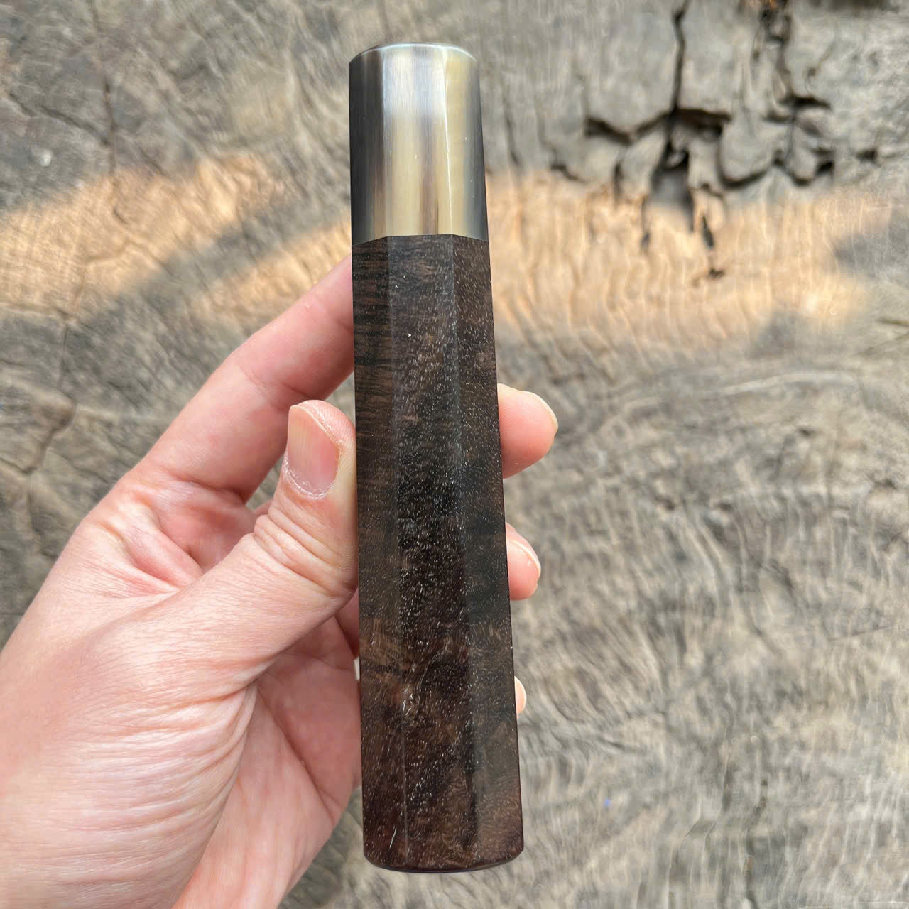 I -5 Dark Curly Siamese Rosewood Wa handle, Marble horn ferrule,- 145mm