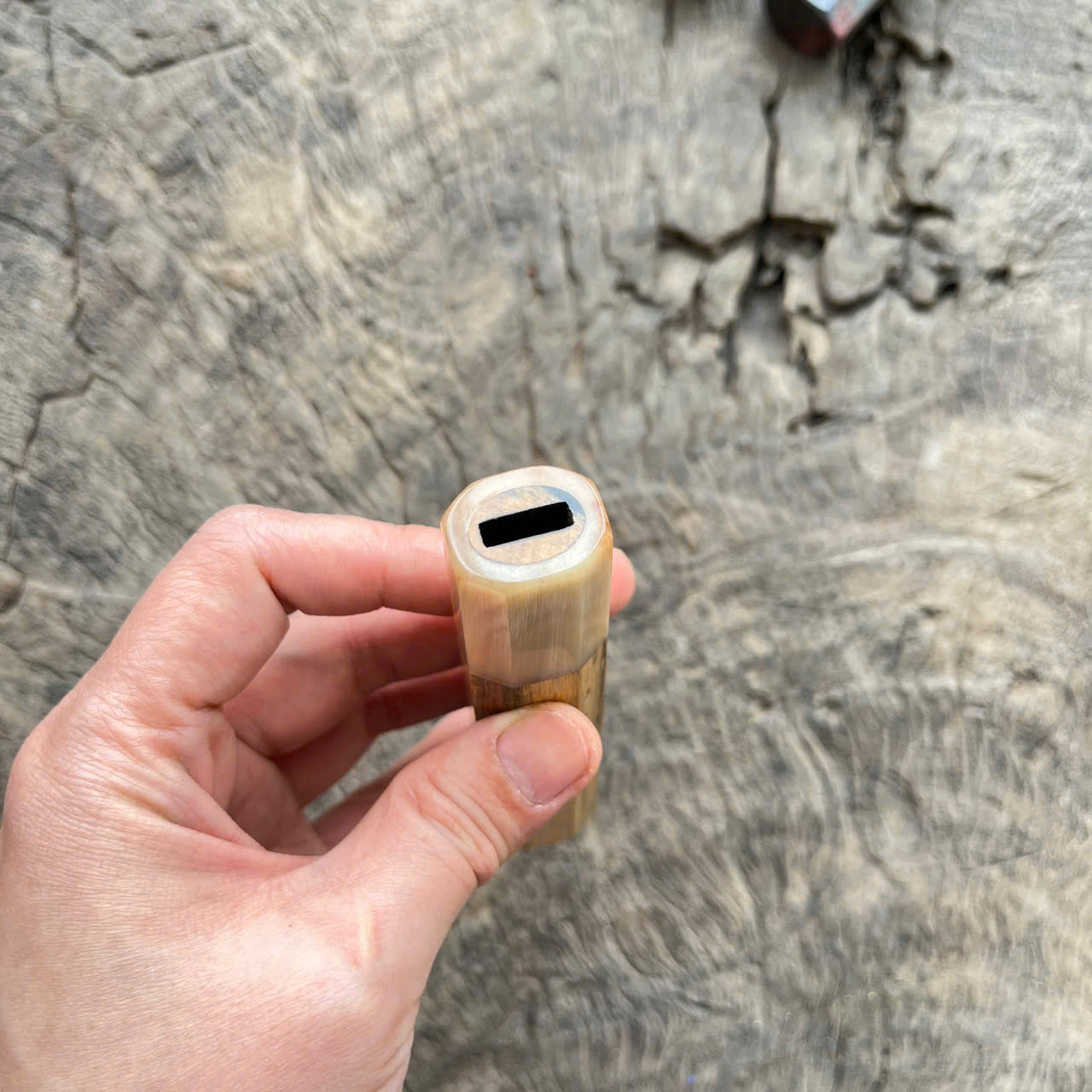 I- White black Ebony Wa handle, marble horn ferrule- 135mm