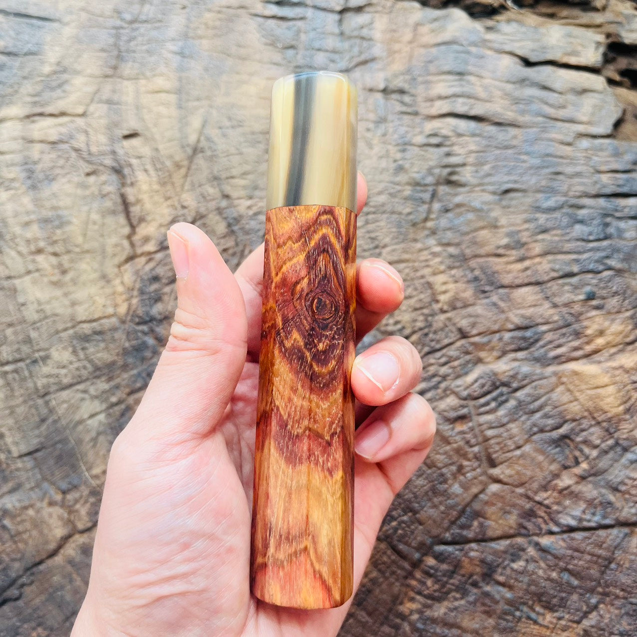 I- Huanghuali wood wa handle with marble horn ferrule - 140mm