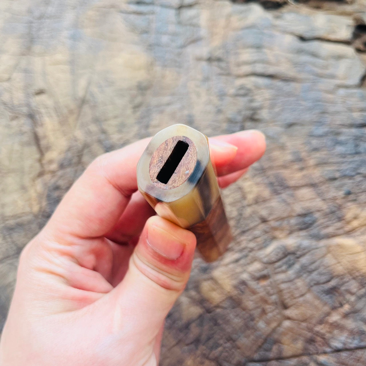 I- Huanghuali wood wa handle with marble horn ferrule - 140mm