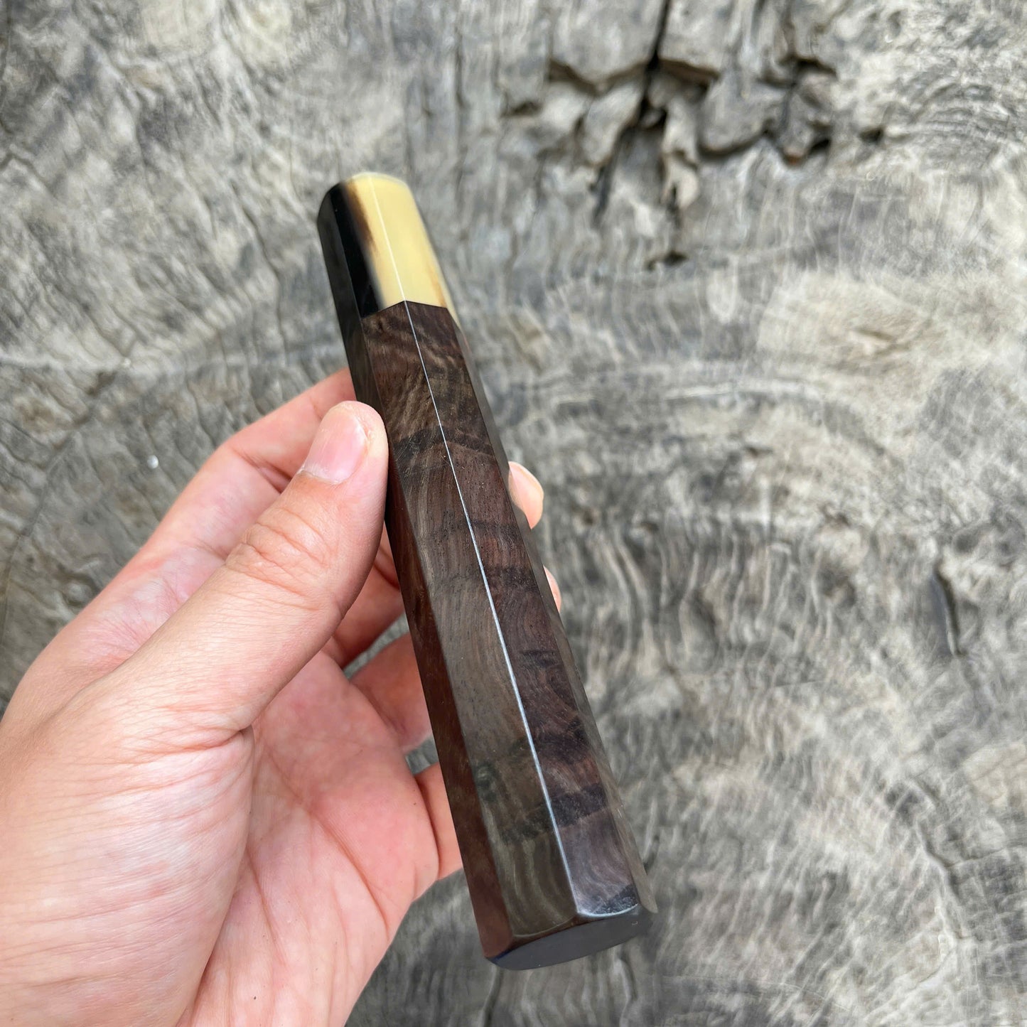 I - 2 Cool Curly Black Siamese Rosewood Wa handle, Marble horn Ferrule, 145 mm