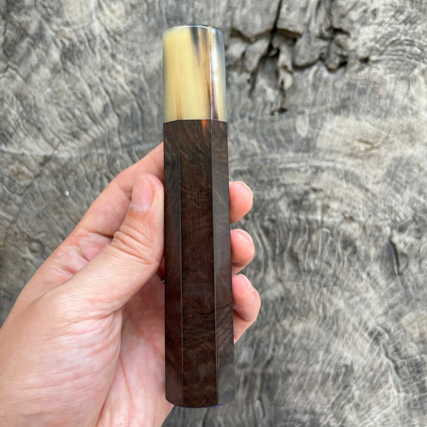 I - 2 Cool Curly Black Siamese Rosewood Wa handle, Marble horn Ferrule, 145 mm
