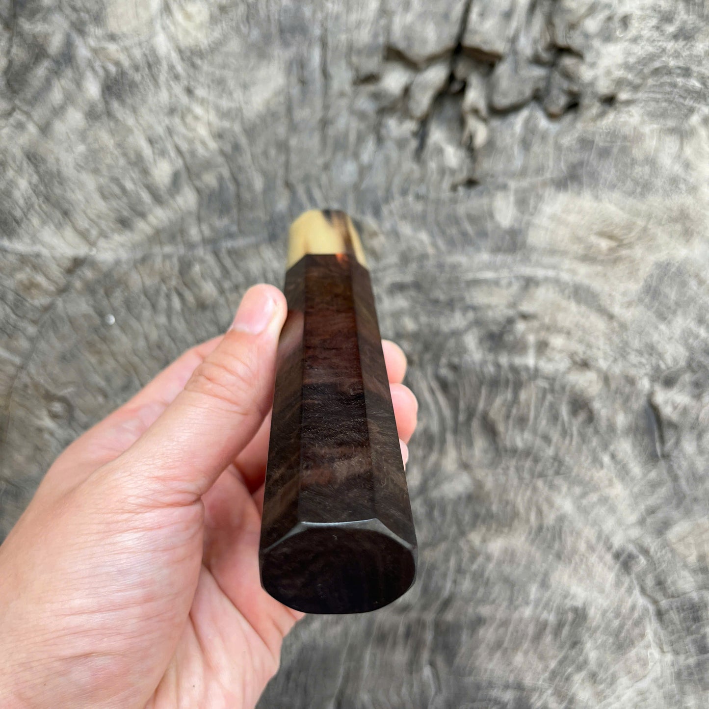 I - 2 Cool Curly Black Siamese Rosewood Wa handle, Marble horn Ferrule, 145 mm