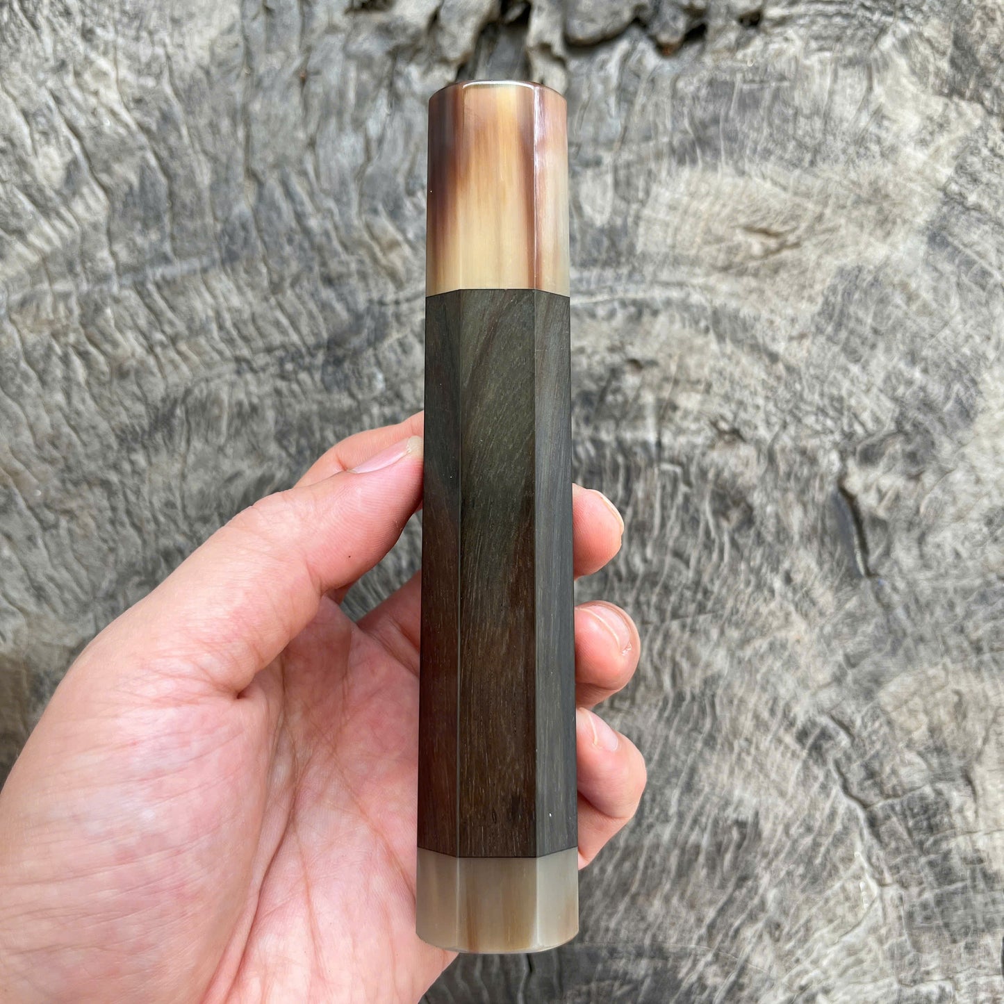 I -20 Dark Siamese Rosewood Wa handle, Marble horn Ferrule and End cap - 145 mm