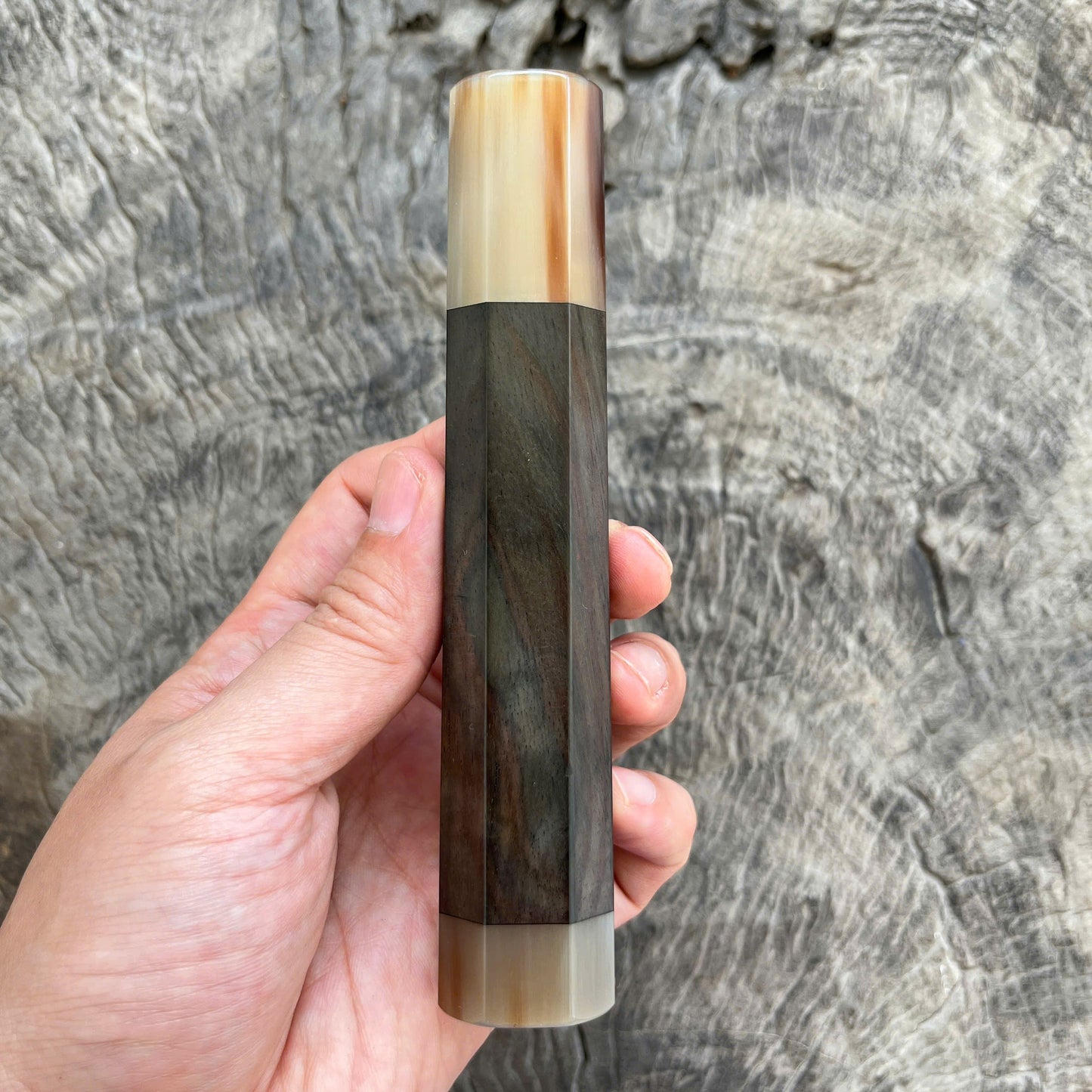 I -20 Dark Siamese Rosewood Wa handle, Marble horn Ferrule and End cap - 145 mm