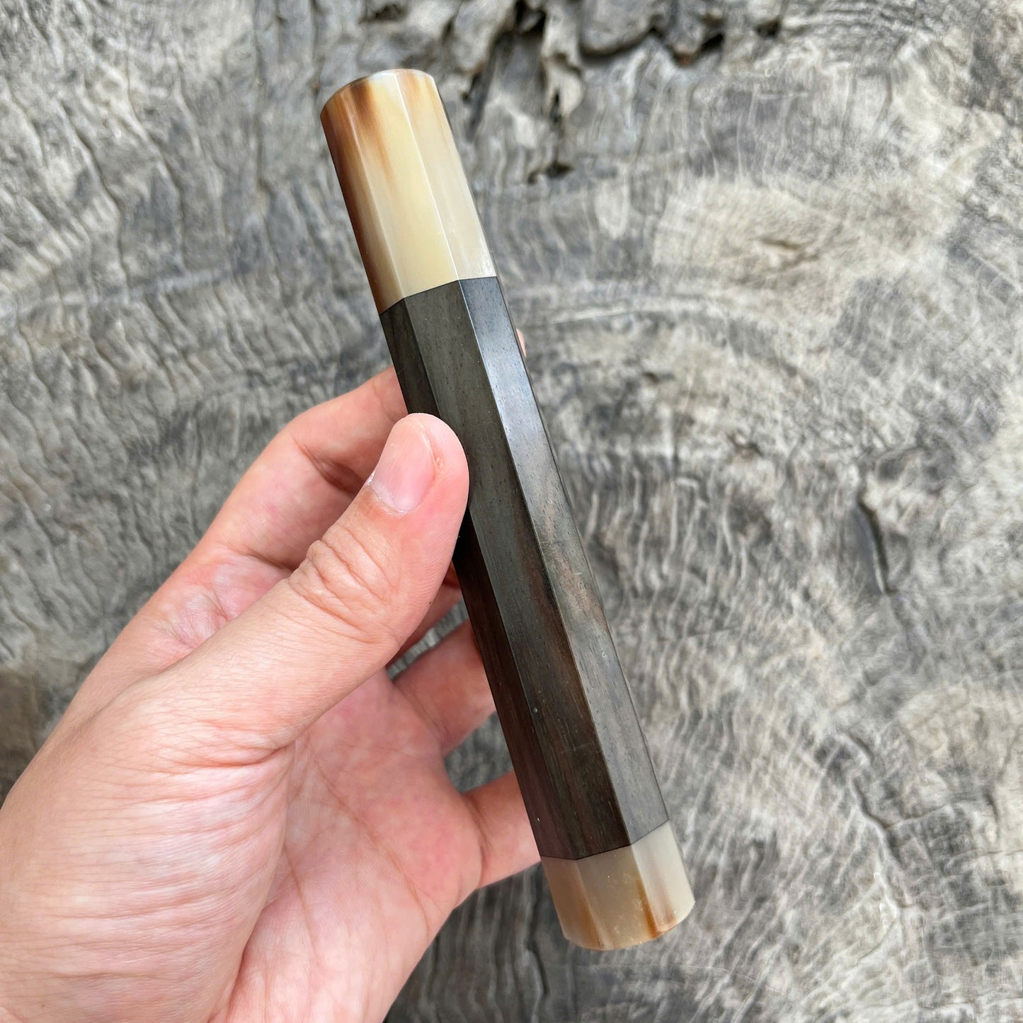 I -20 Dark Siamese Rosewood Wa handle, Marble horn Ferrule and End cap - 145 mm