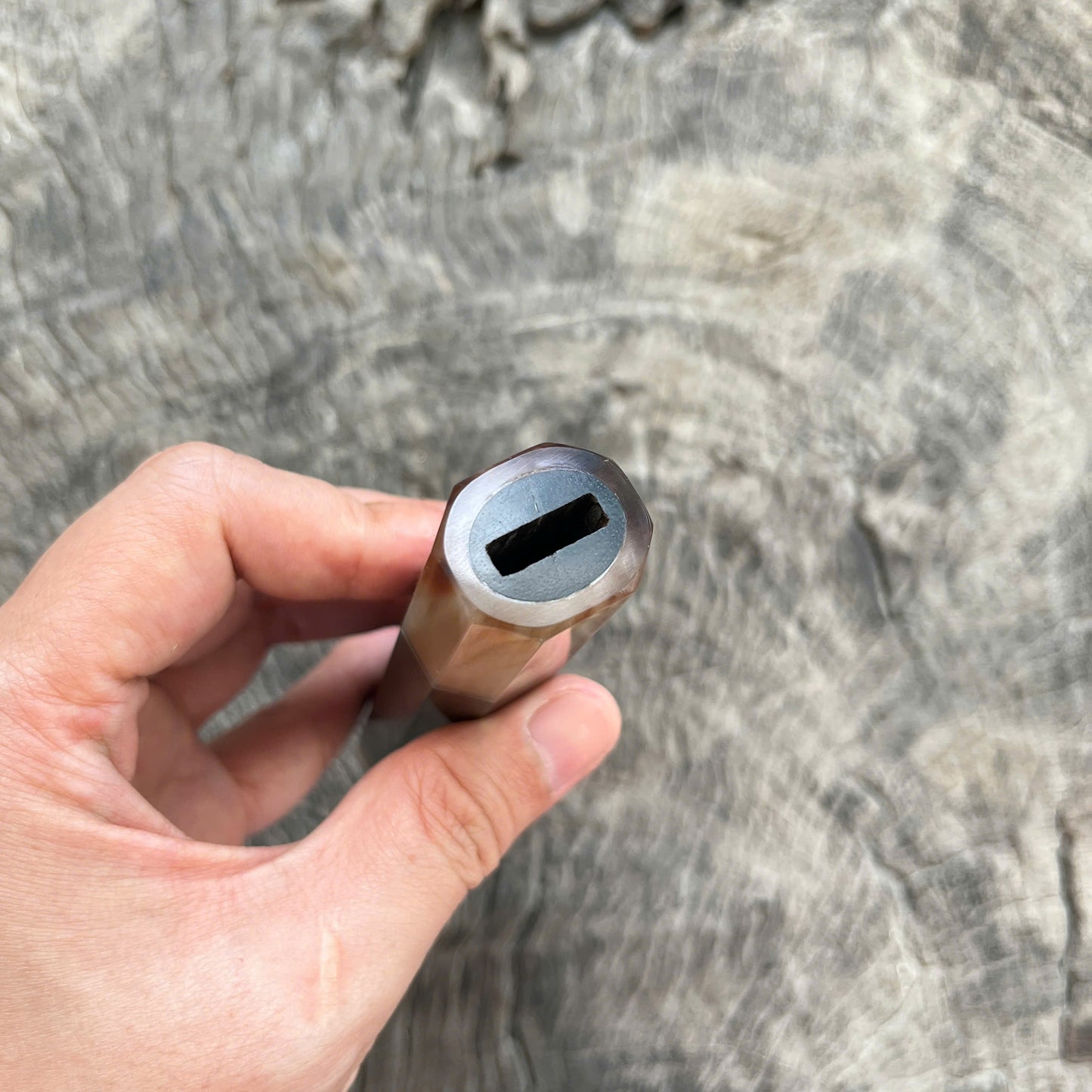 I -20 Dark Siamese Rosewood Wa handle, Marble horn Ferrule and End cap - 145 mm