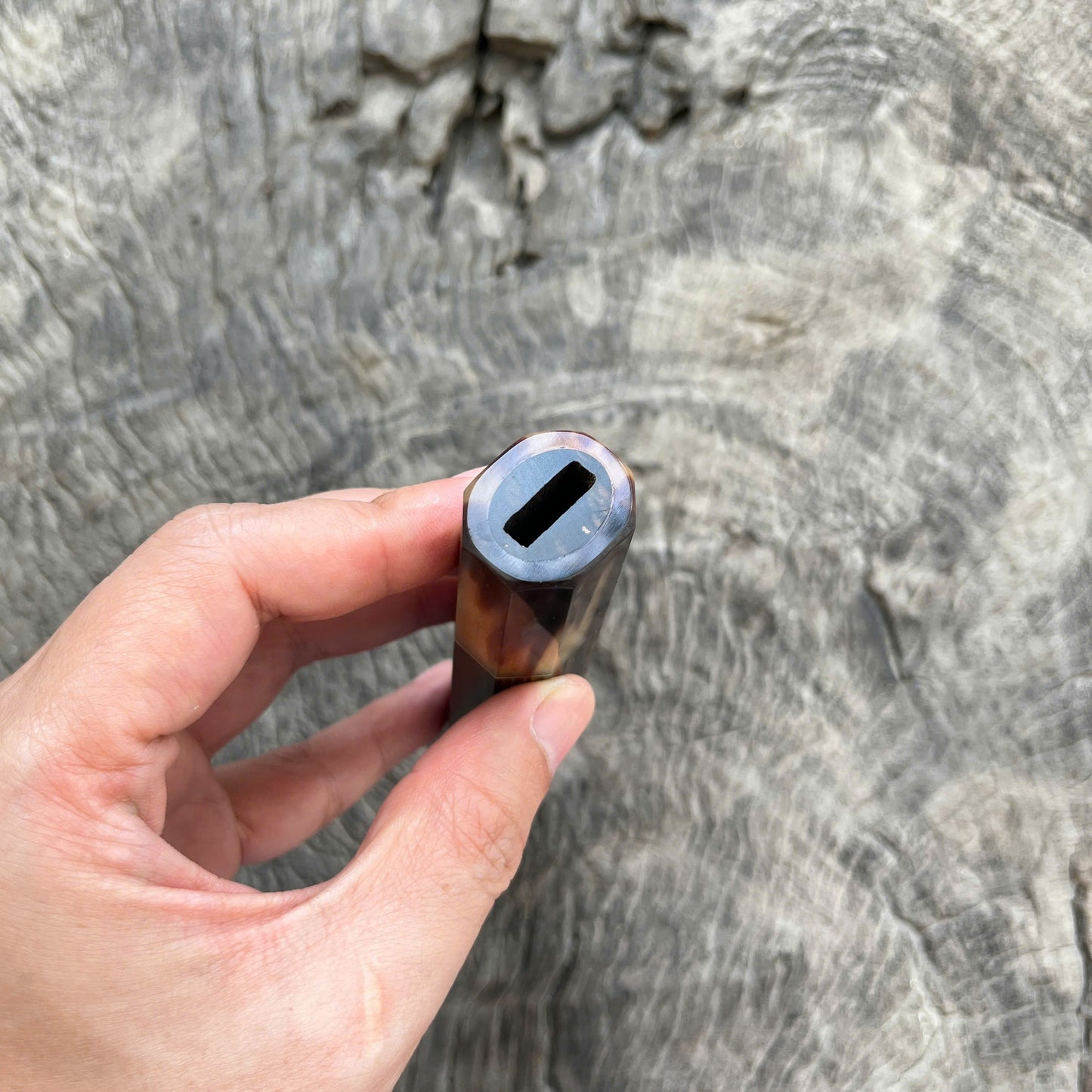 I -10 Black White Ebony Wa handle, Marble horn Ferrule, End cap - 145 mm