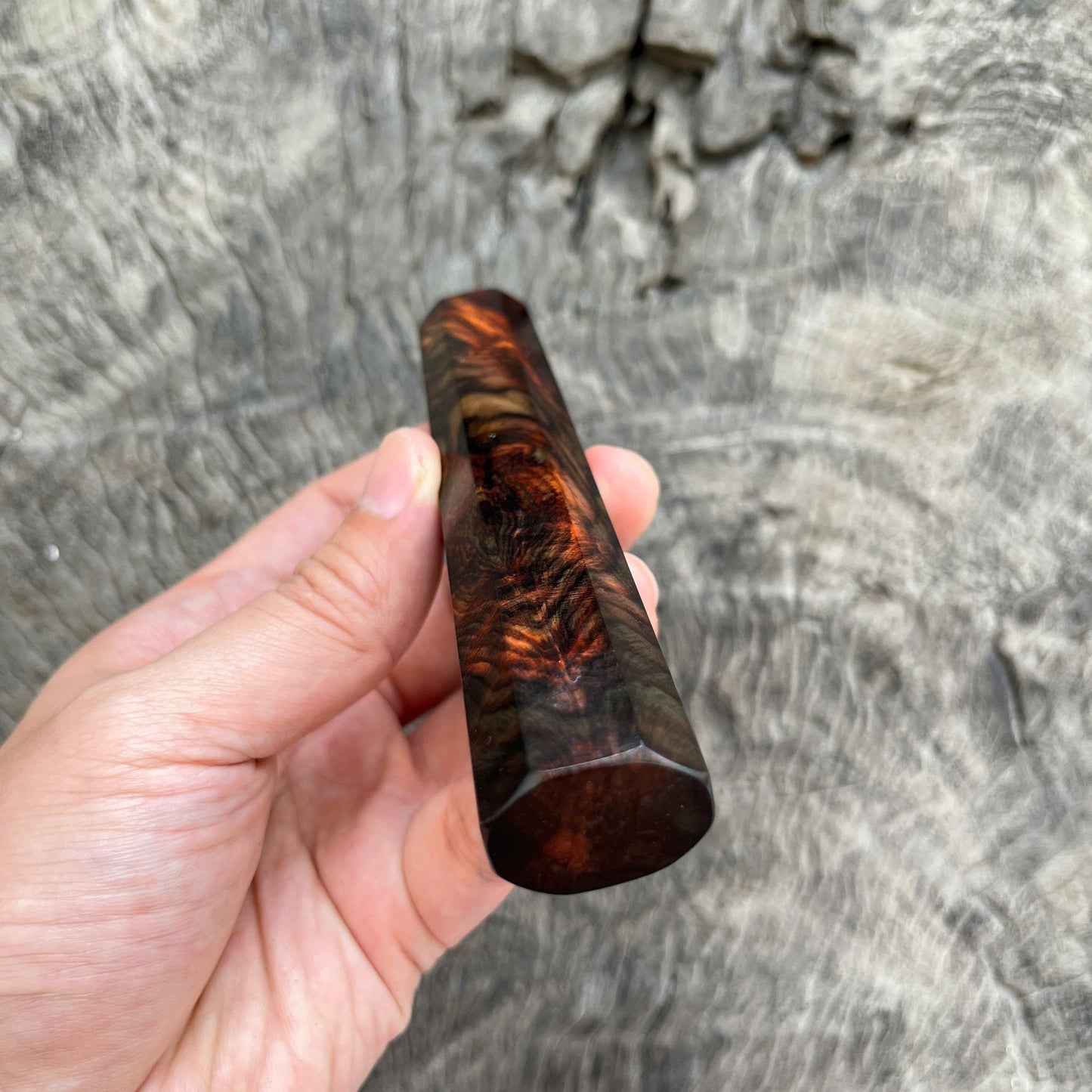 I- Rare Super Color Siamese Rosewood Wa handle, Mono - 128mm