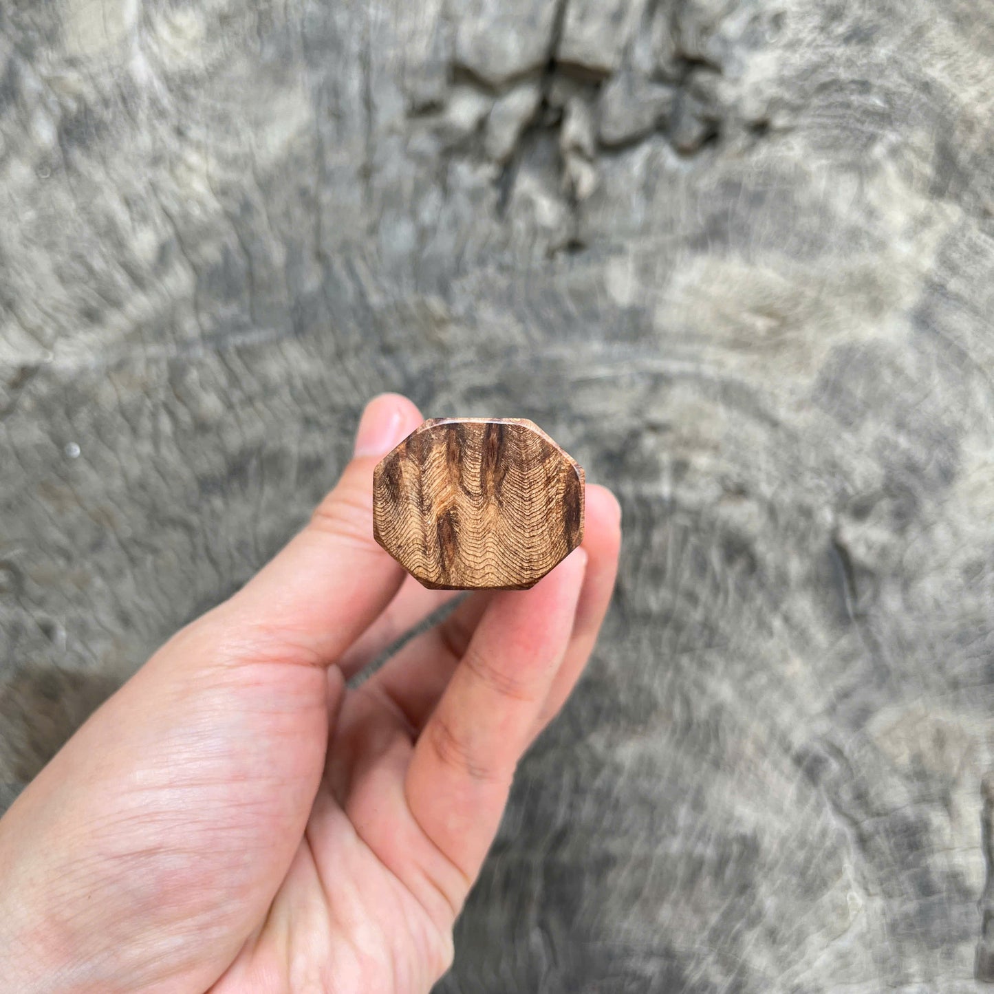 I -Chinese Cedar burl Wa handle, Marble horn Ferrule, 145 mm
