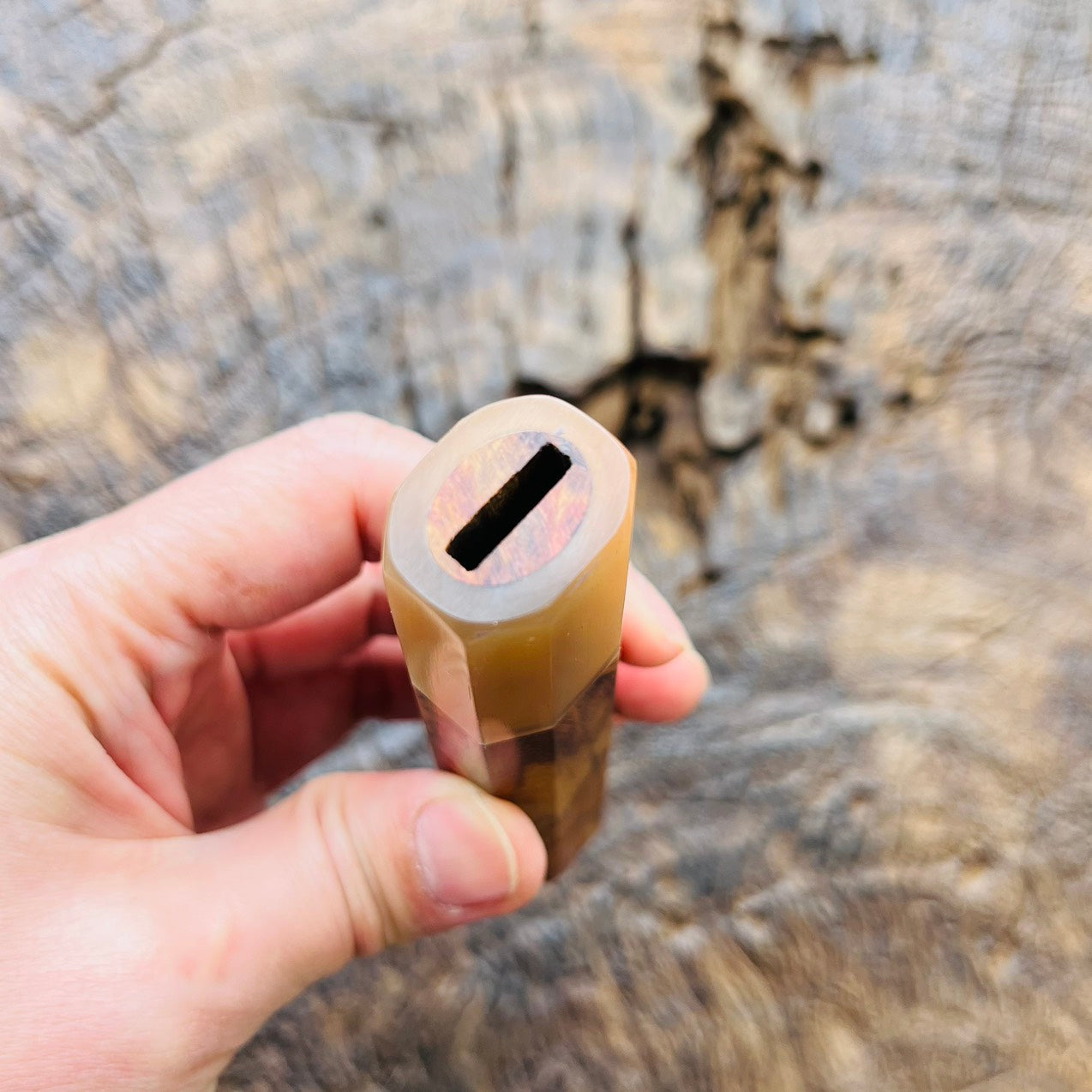 I- Huanghuali wood Wa handle with white horn ferrule - 135mm