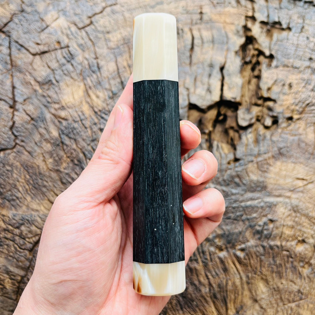 I- Black ebony Wa handle with cream horn ferrule end cap, 145mm