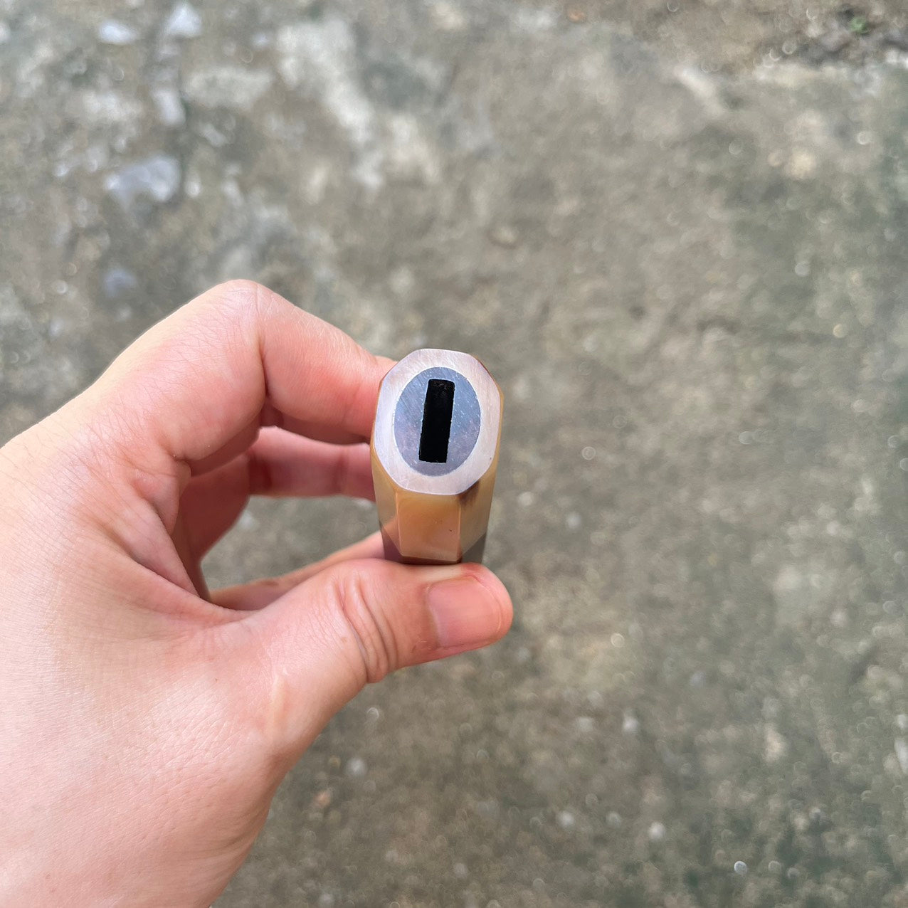 I- Dark Grain Rosewood handle with marble horn ferrule - 145mm