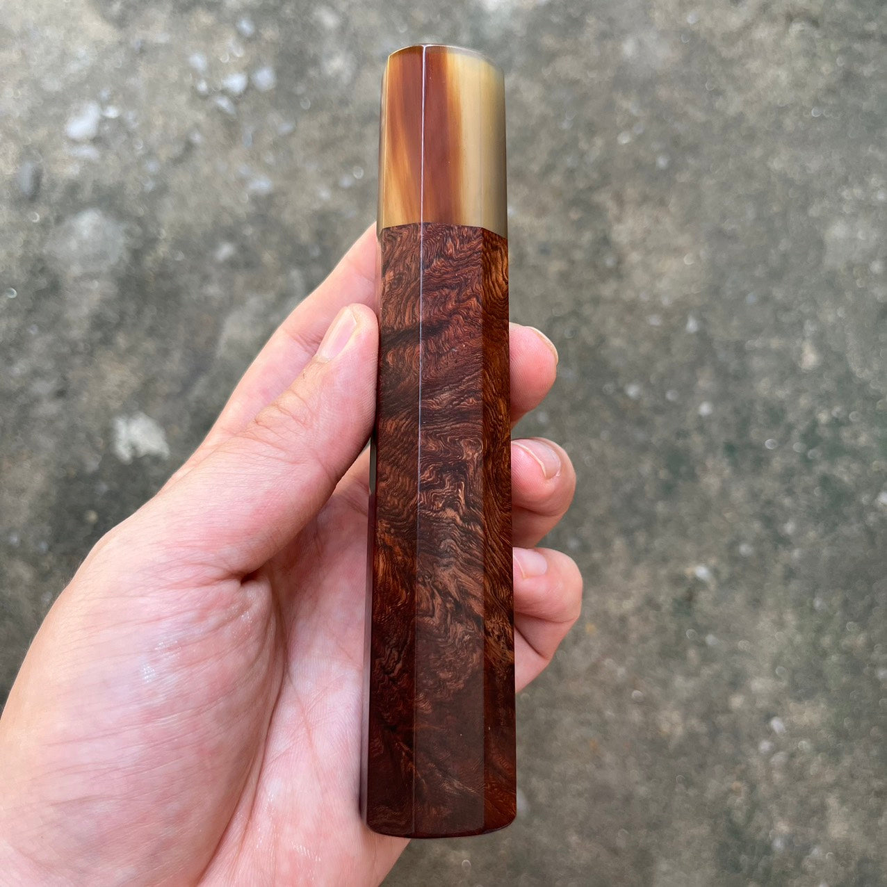I- Special, Rare Burl Rosewood handle with marble horn ferrule - 145mm