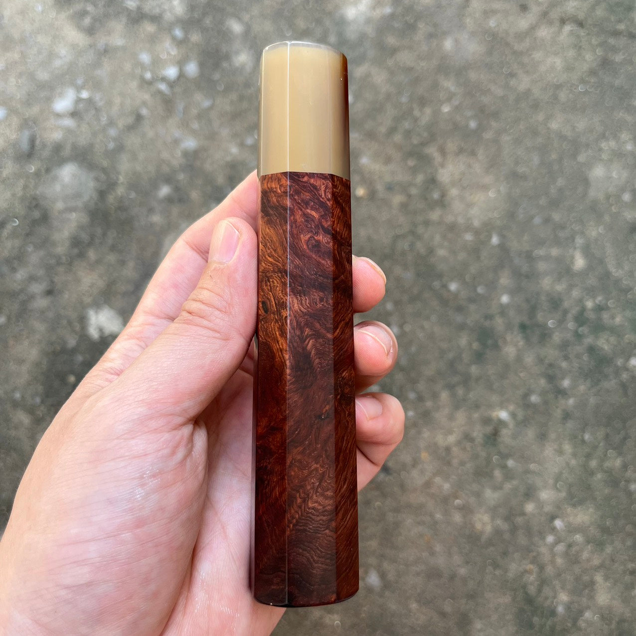 I- Special, Rare Burl Rosewood handle with marble horn ferrule - 145mm